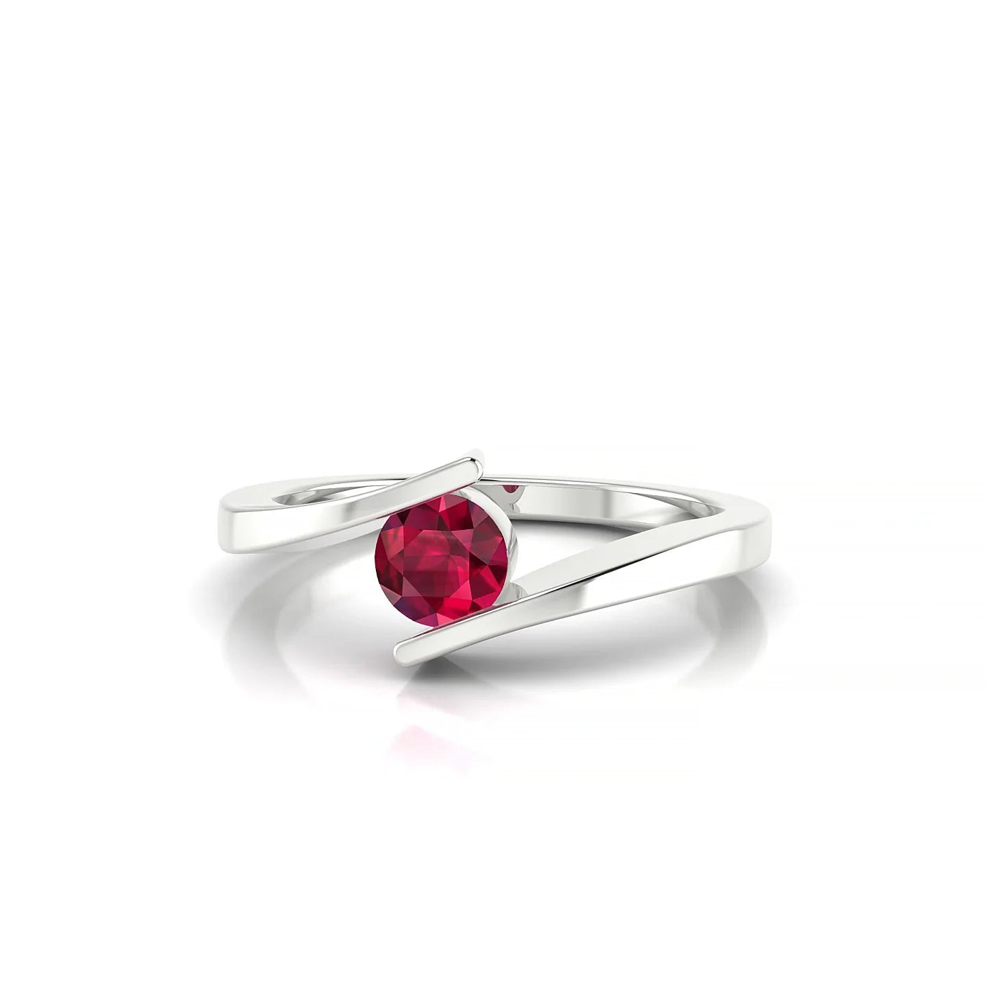 Brim | 18k White Gold 4.5 mm Round Ruby Ring