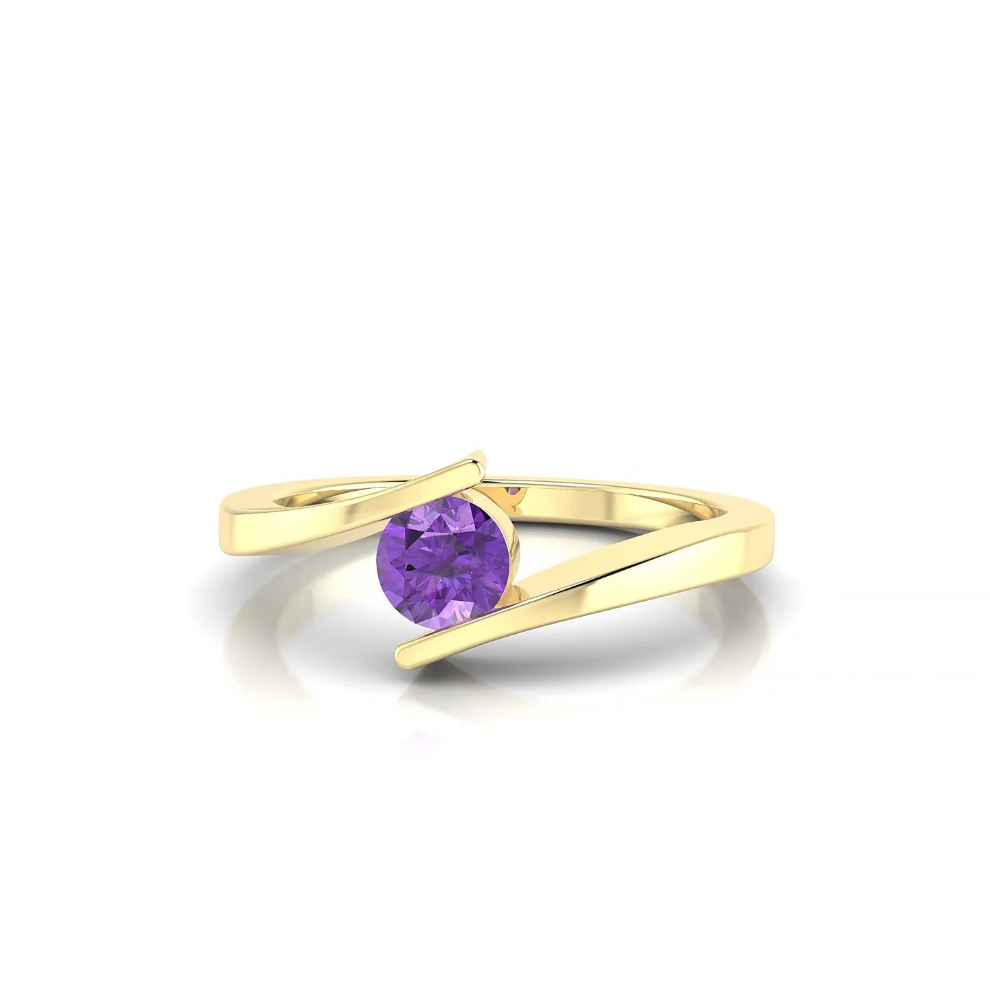Brim | 18k Yellow Gold 4.5 mm Round Amethyst Ring