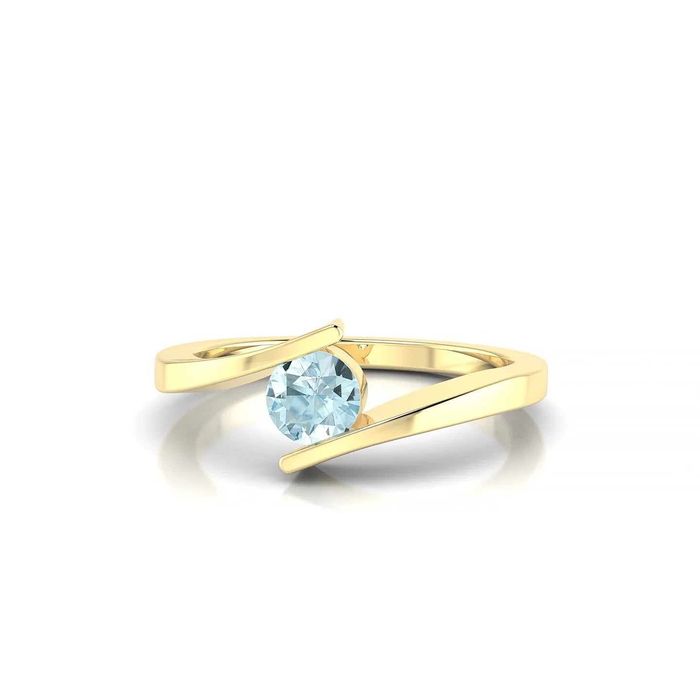 Brim | 18k Yellow Gold 4.5 mm Round Aquamarine Ring