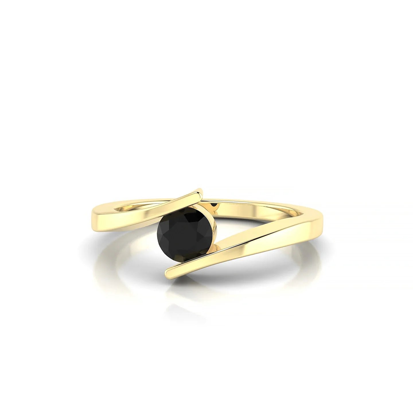 Brim | 18k Yellow Gold 4.5 mm Round Black Diamond Ring