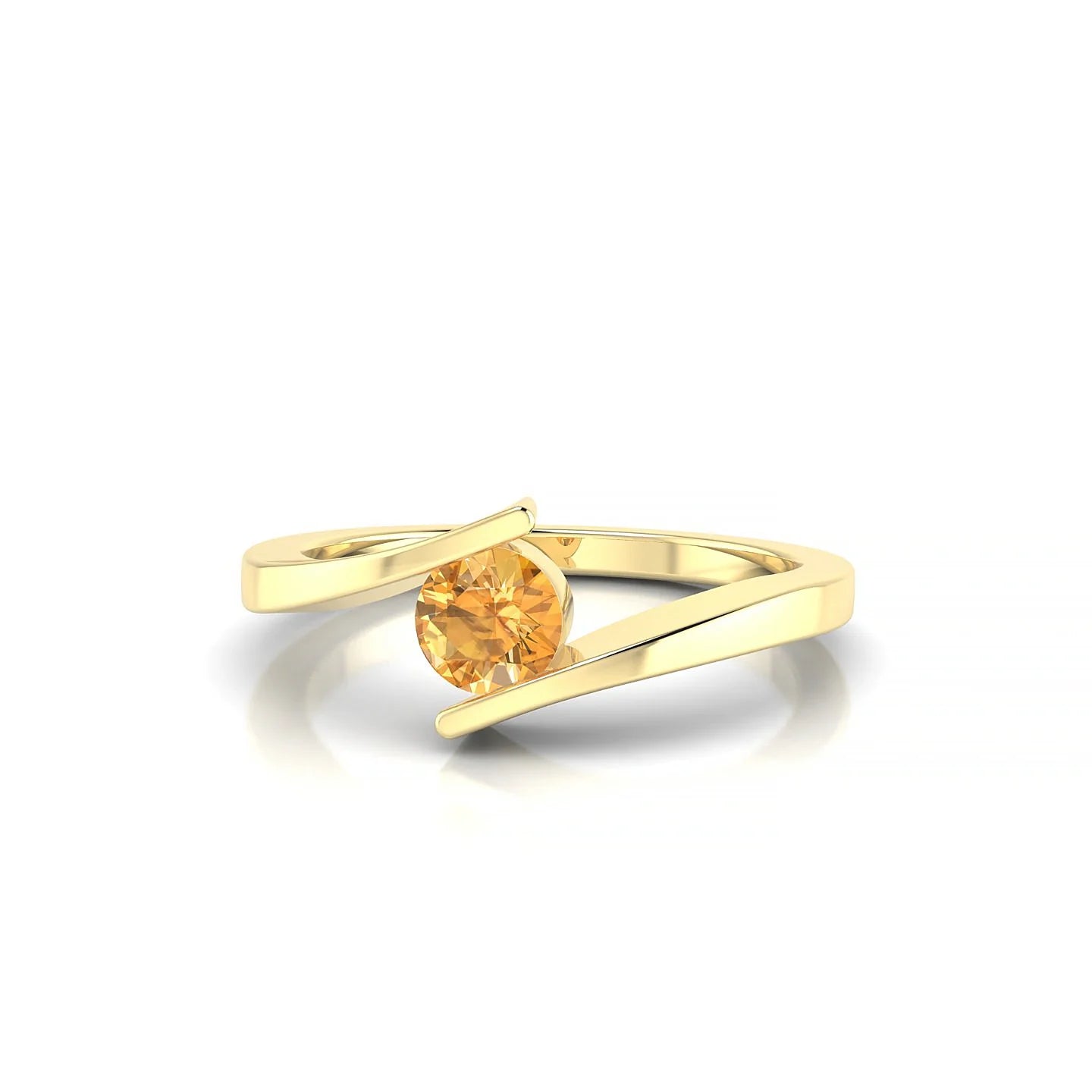 Brim | 18k Yellow Gold 4.5 mm Round Citrine Ring