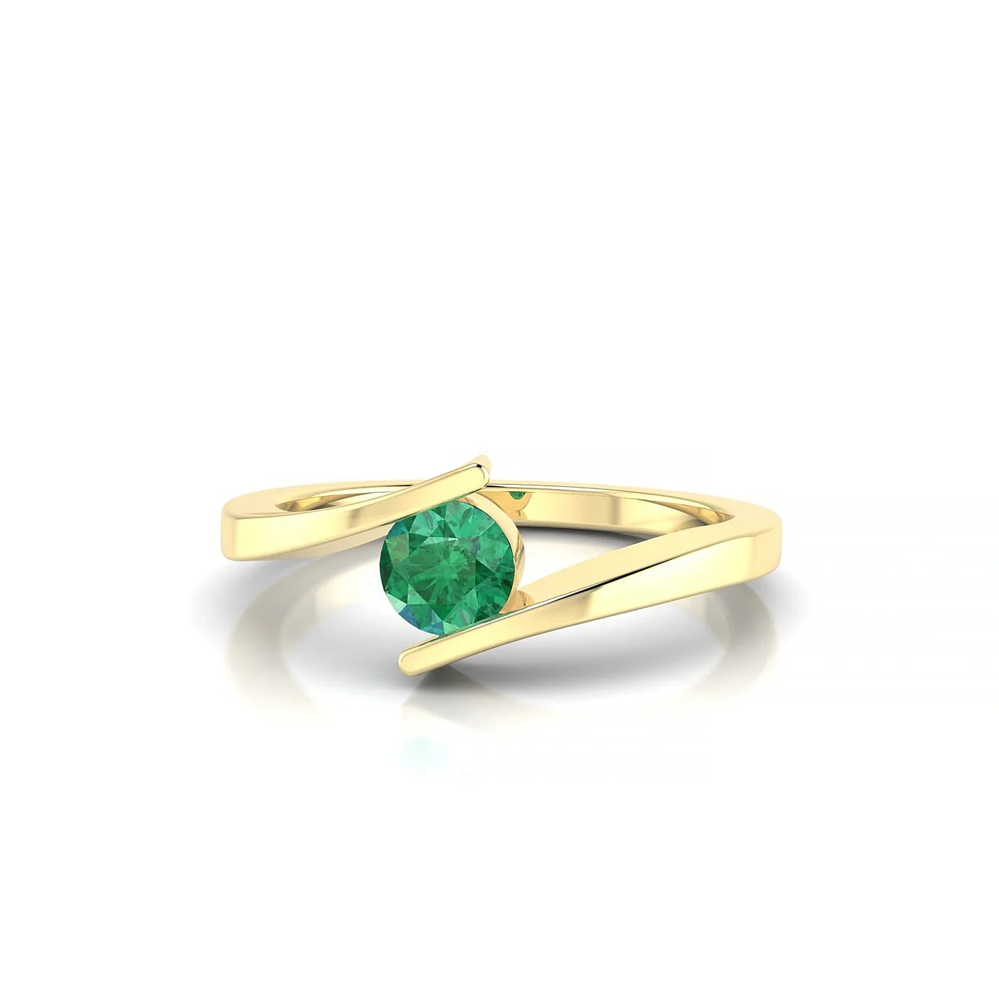 Brim | 18k Yellow Gold 4.5 mm Round Emerald Ring