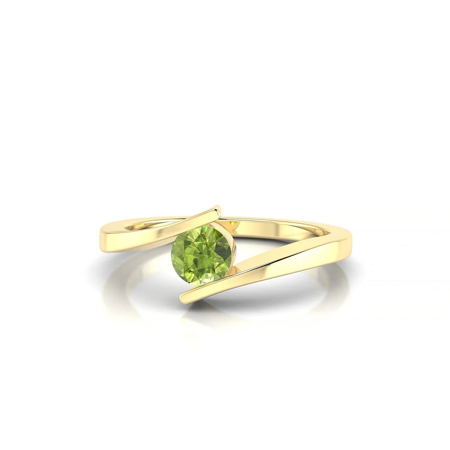 Brim | 18k Yellow Gold 4.5 mm Round Peridot Ring
