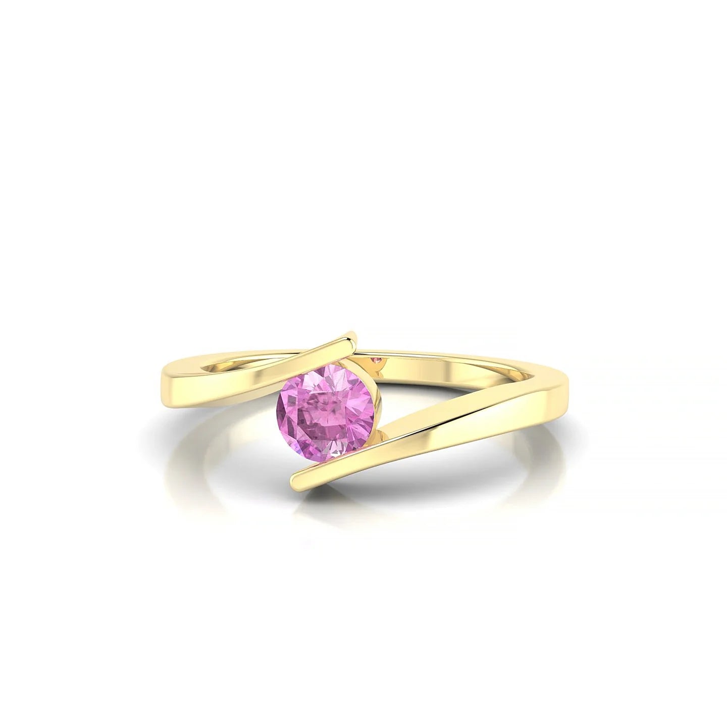 Brim | 18k Yellow Gold 4.5 mm Round Pink Sapphire Ring