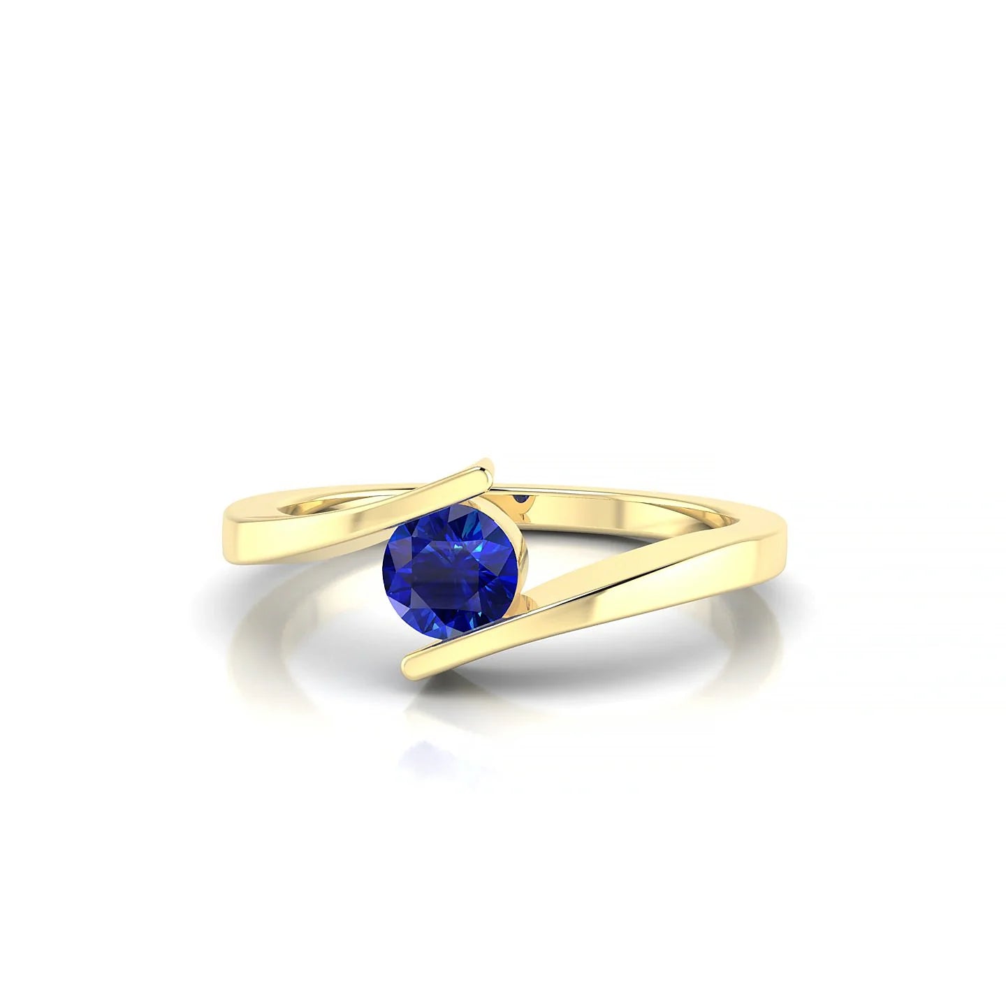 Brim | 18k Yellow Gold 4.5 mm Round Sapphire Ring