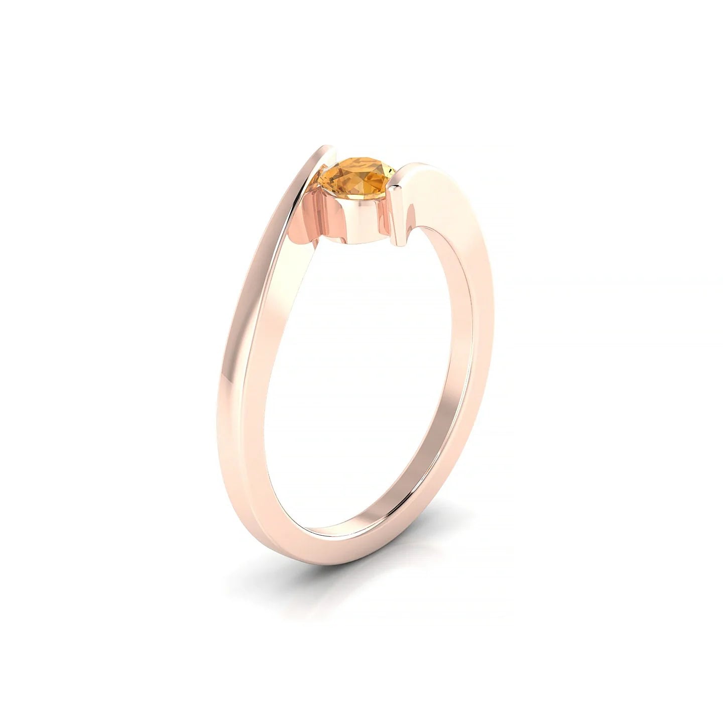 Brim | 18k Rose Gold 4.5 mm Round Citrine Ring