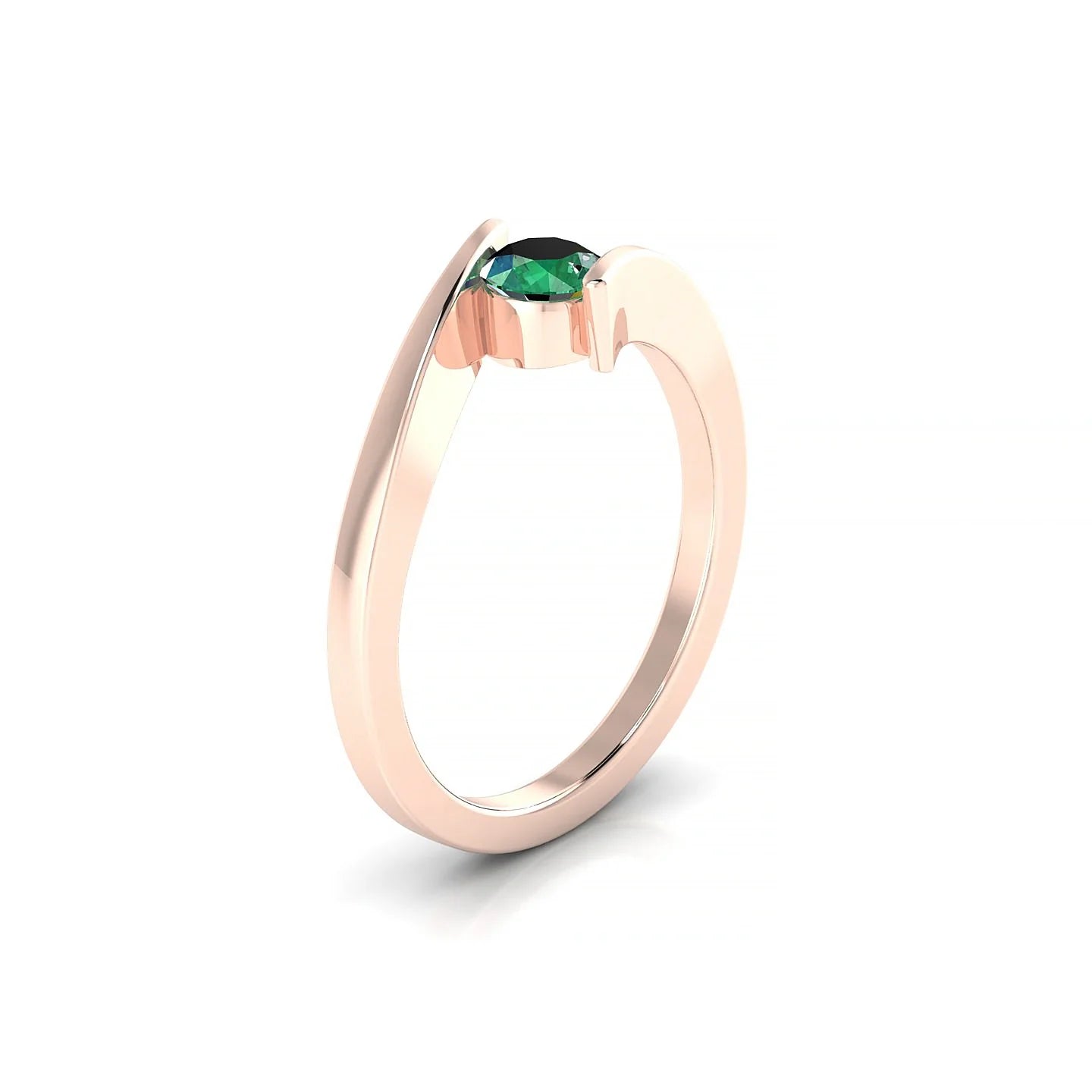 Brim | 18k Rose Gold 4.5 mm Round Emerald Ring