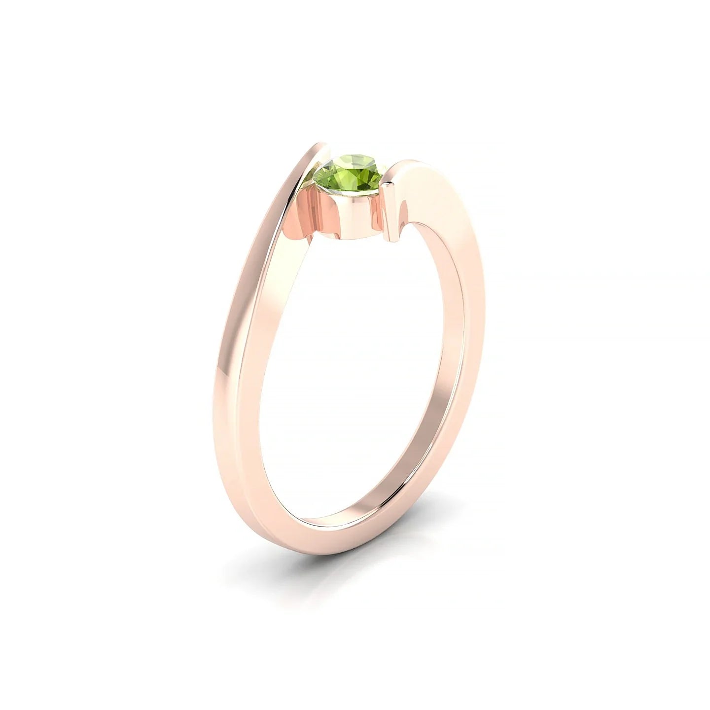 Brim | 18k Rose Gold 4.5 mm Round Peridot Ring