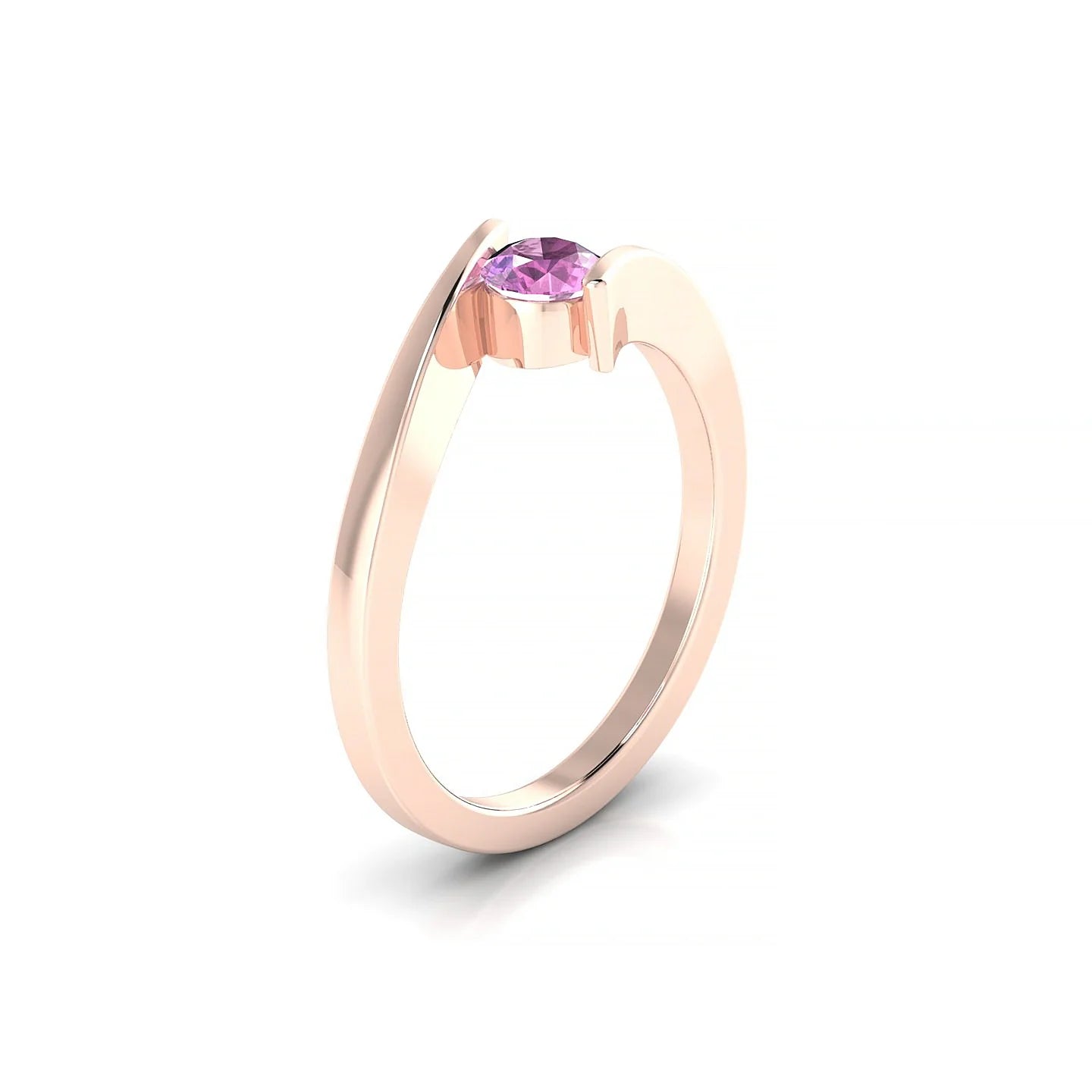 Brim | 18k Rose Gold 4.5 mm Round Pink Sapphire Ring