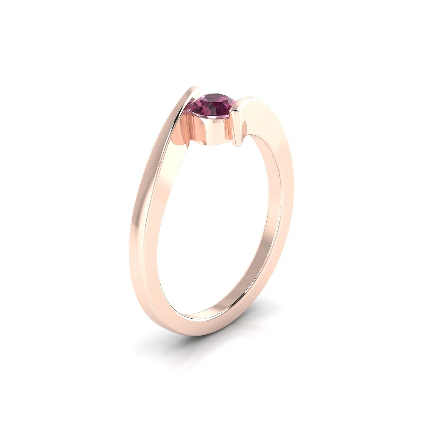 Brim | 18k Rose Gold 4.5 mm Round Rhodolite Ring