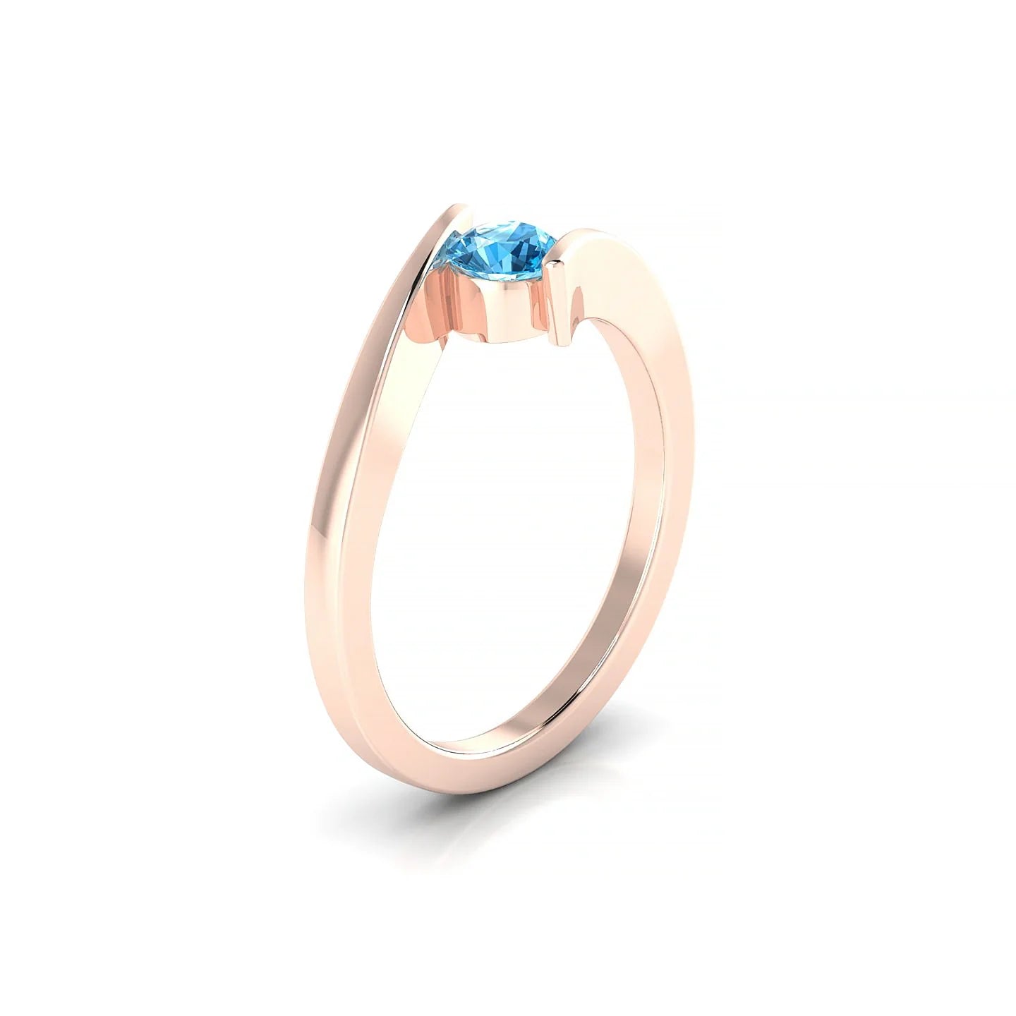 Brim | 18k Rose Gold 4.5 mm Round Topaz Ring
