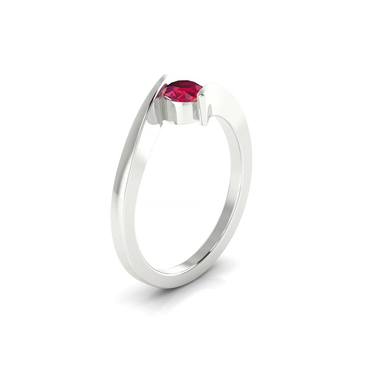 Brim | 18k White Gold 4.5 mm Round Ruby Ring