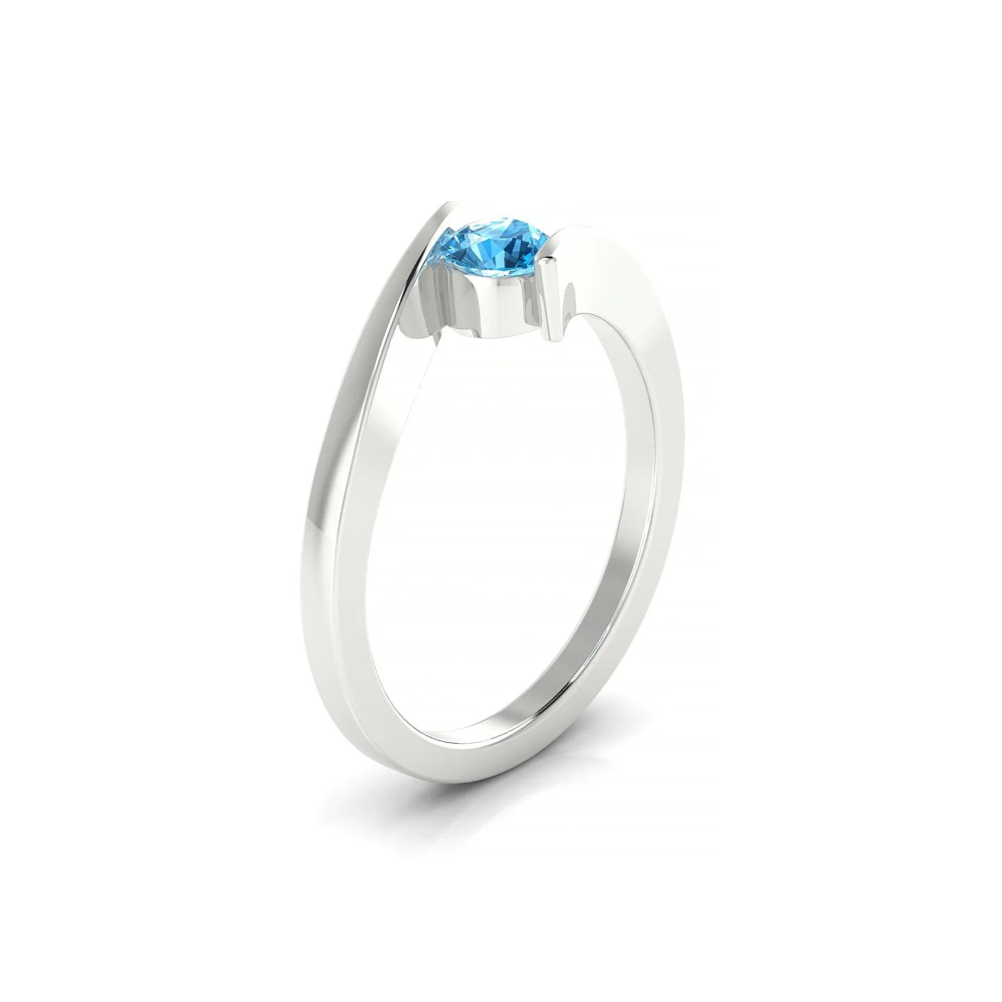 Brim | 18k White Gold 4.5 mm Round Topaz Ring
