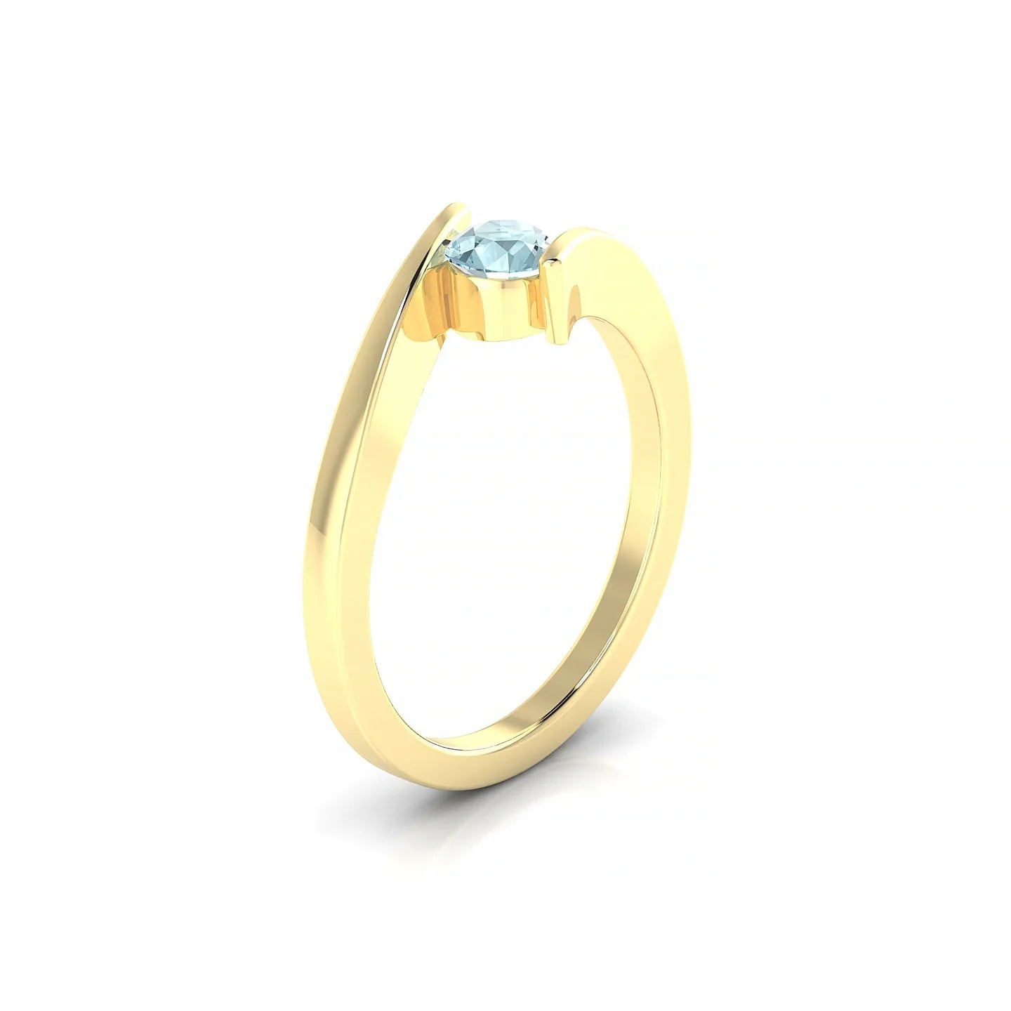 Brim | 18k Yellow Gold 4.5 mm Round Aquamarine Ring
