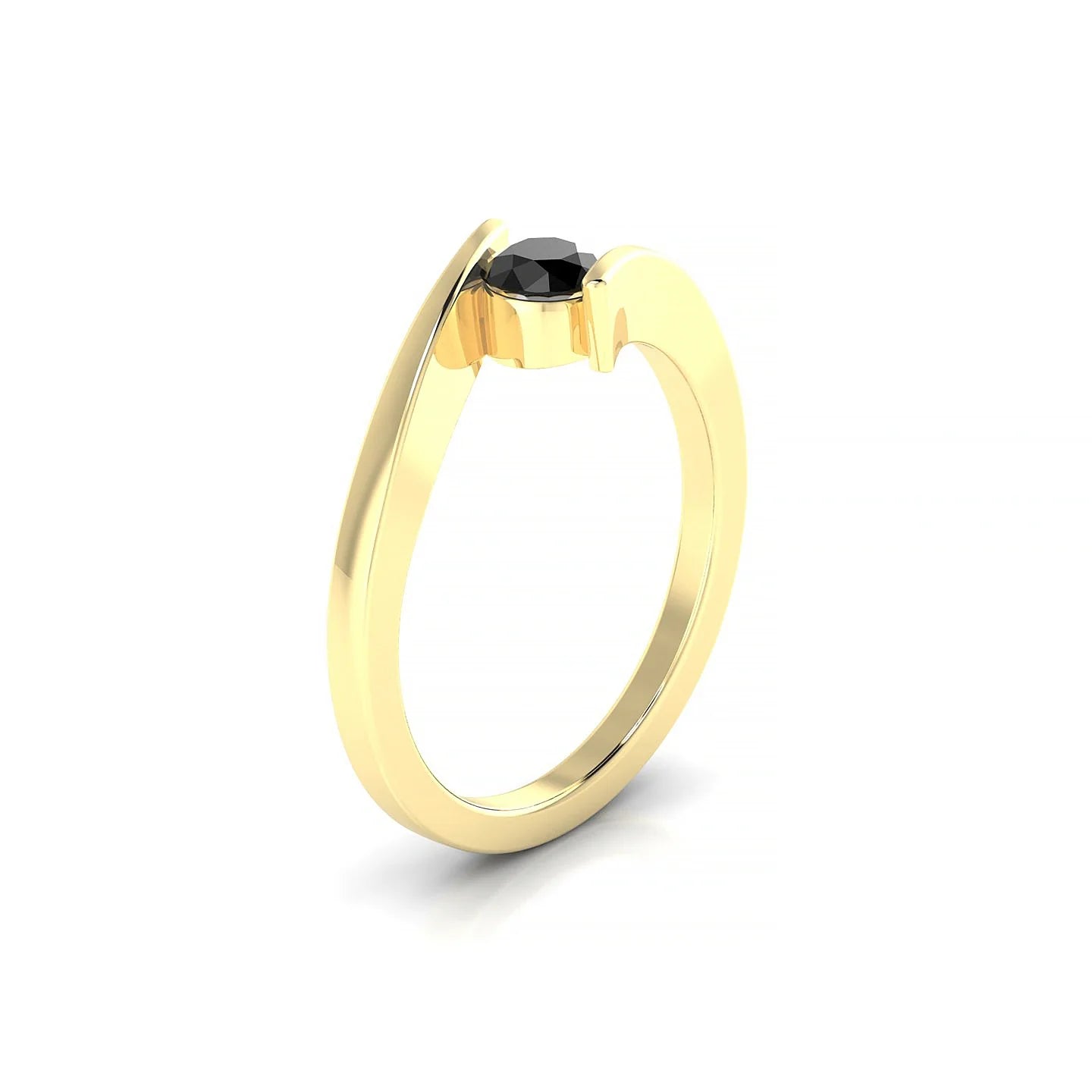 Brim | 18k Yellow Gold 4.5 mm Round Black Diamond Ring