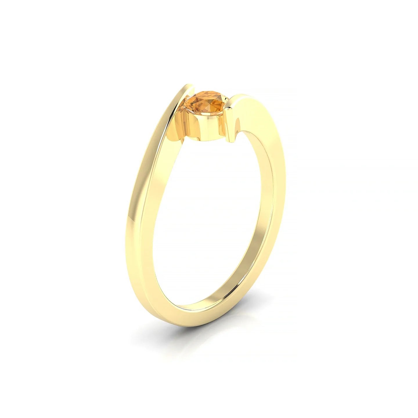 Brim | 18k Yellow Gold 4.5 mm Round Citrine Ring