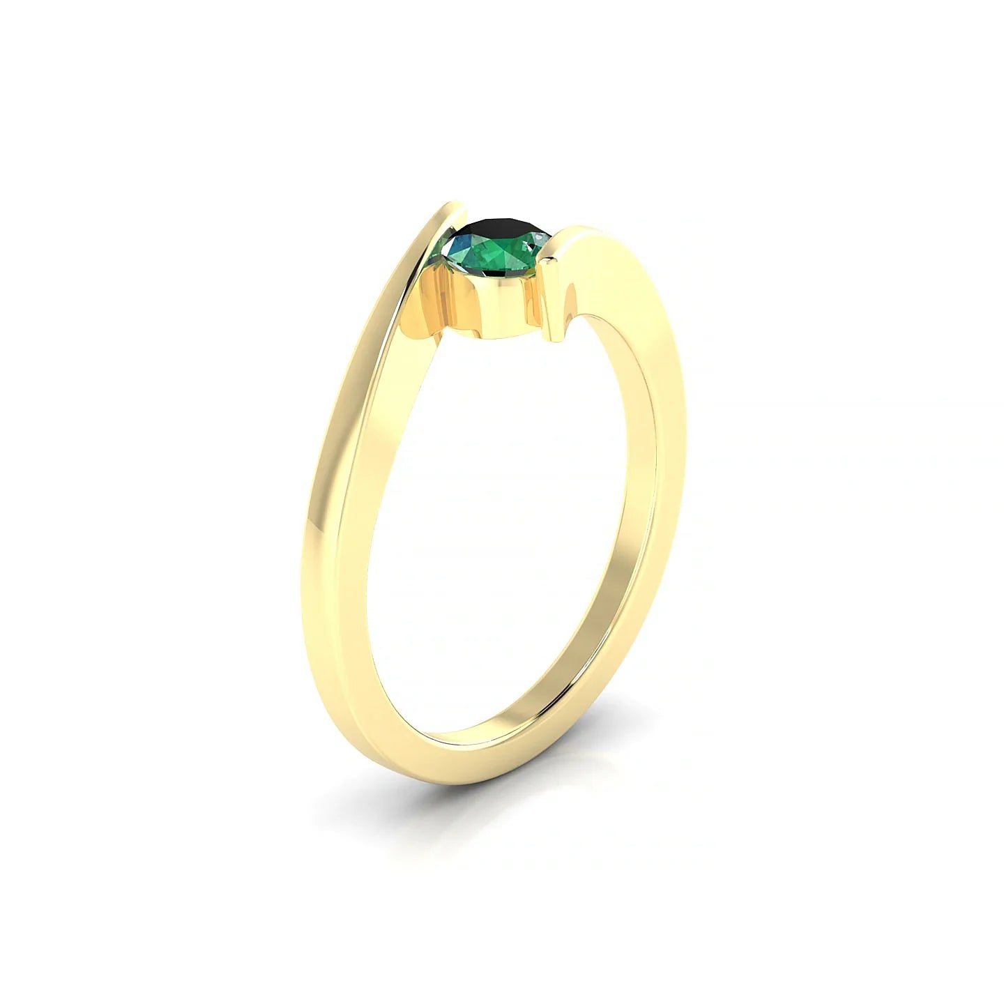 Brim | 18k Yellow Gold 4.5 mm Round Emerald Ring