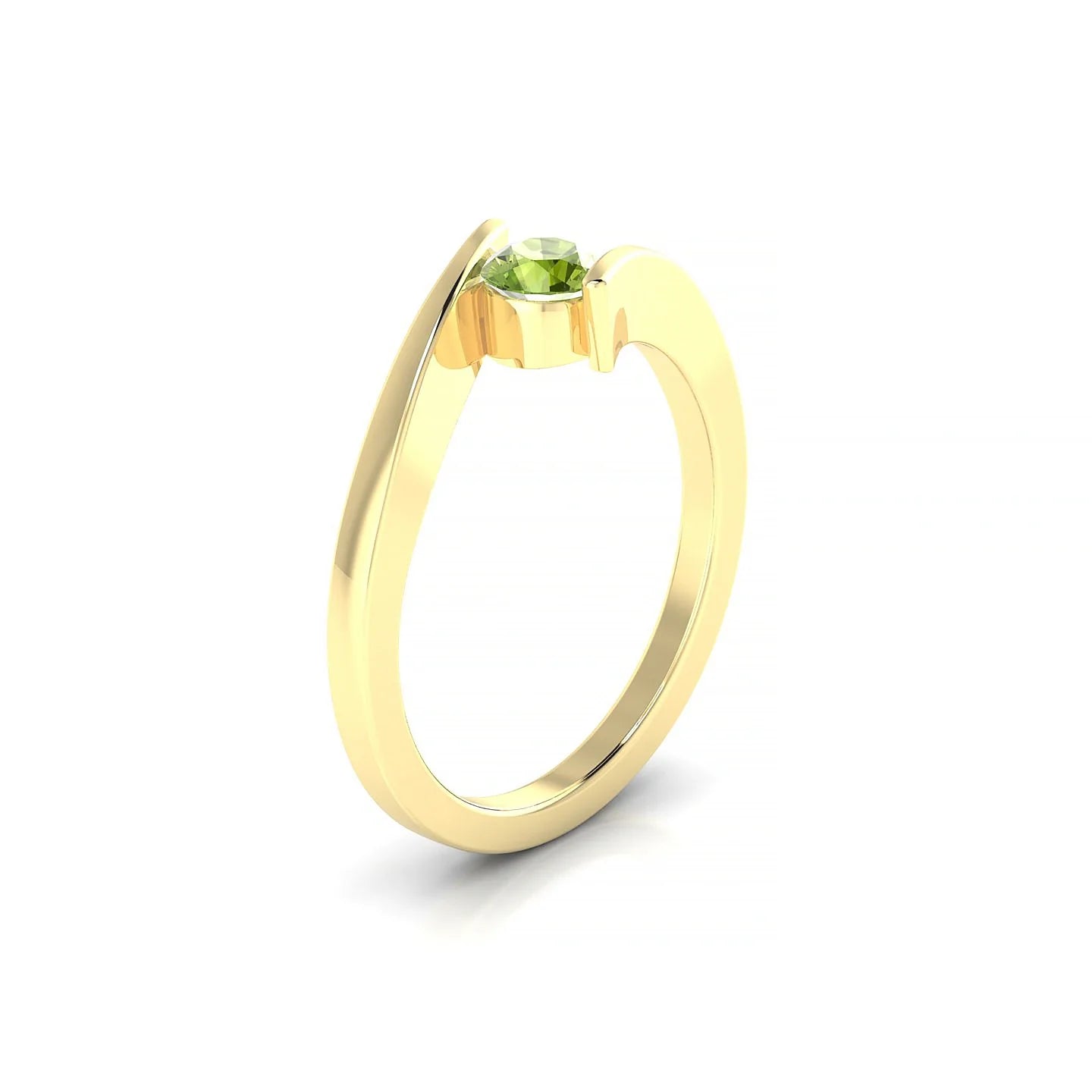 Brim | 18k Yellow Gold 4.5 mm Round Peridot Ring