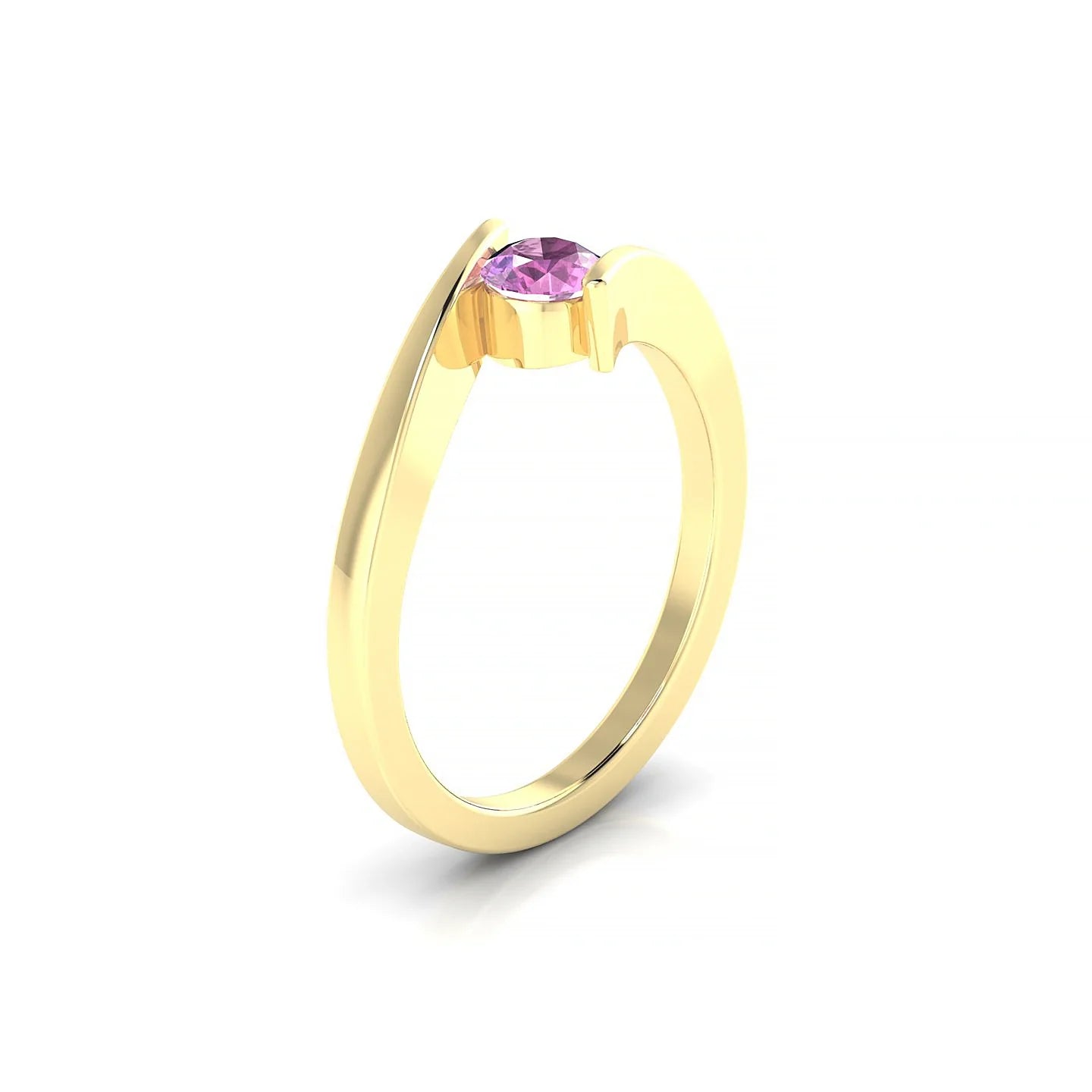 Brim | 18k Yellow Gold 4.5 mm Round Pink Sapphire Ring