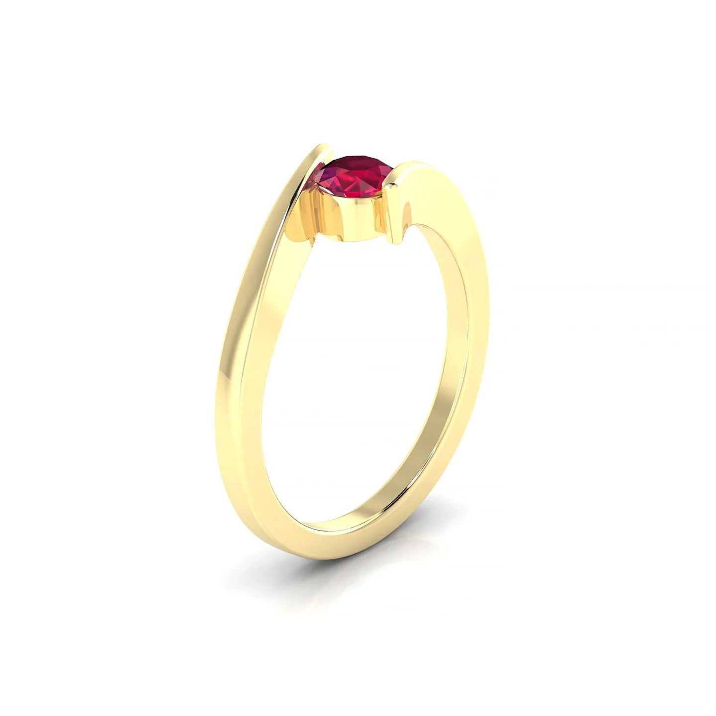 Brim | 18k Yellow Gold 4.5 mm Round Ruby Ring
