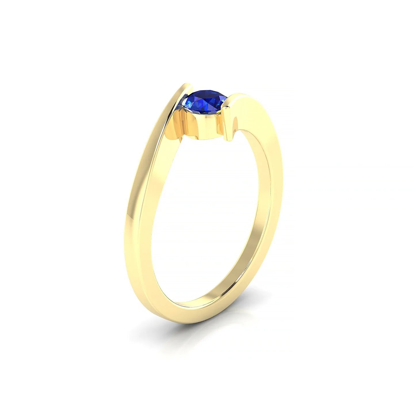 Brim | 18k Yellow Gold 4.5 mm Round Sapphire Ring
