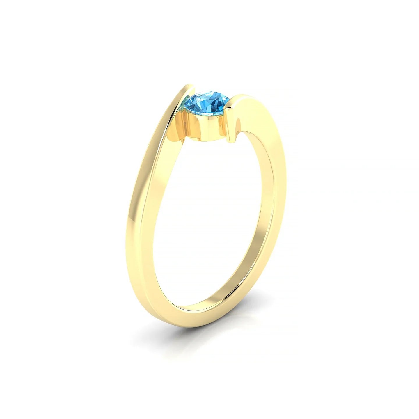 Brim | 18k Yellow Gold 4.5 mm Round Topaz Ring