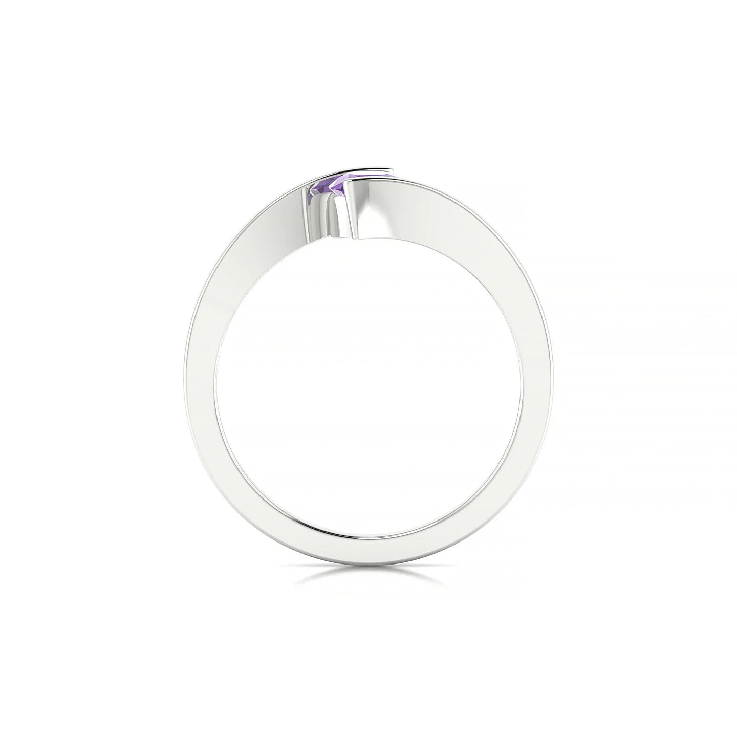 Brim | 18k White Gold 4.5 mm Round Amethyst Ring