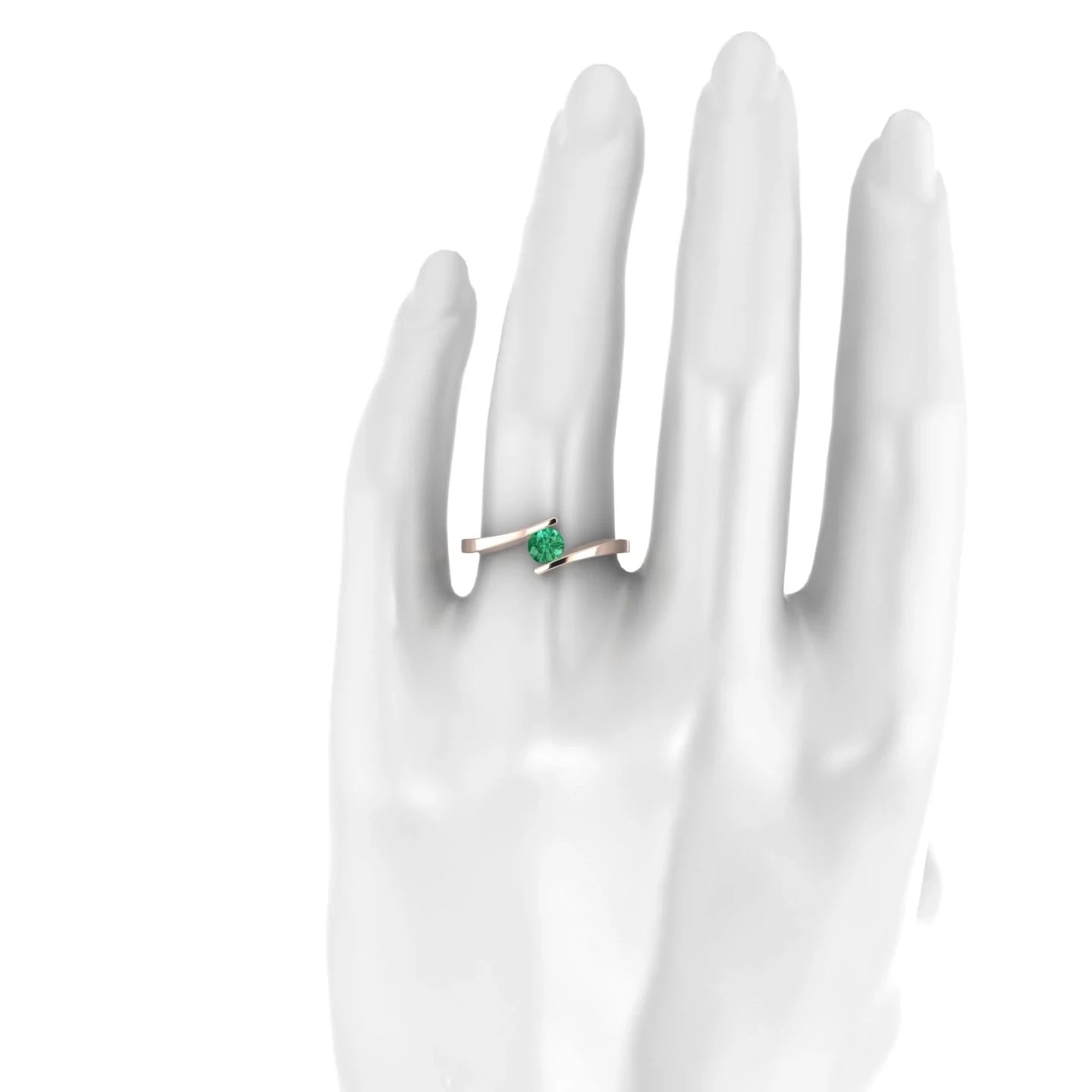 Brim | 18k Rose Gold 4.5 mm Round Emerald Ring