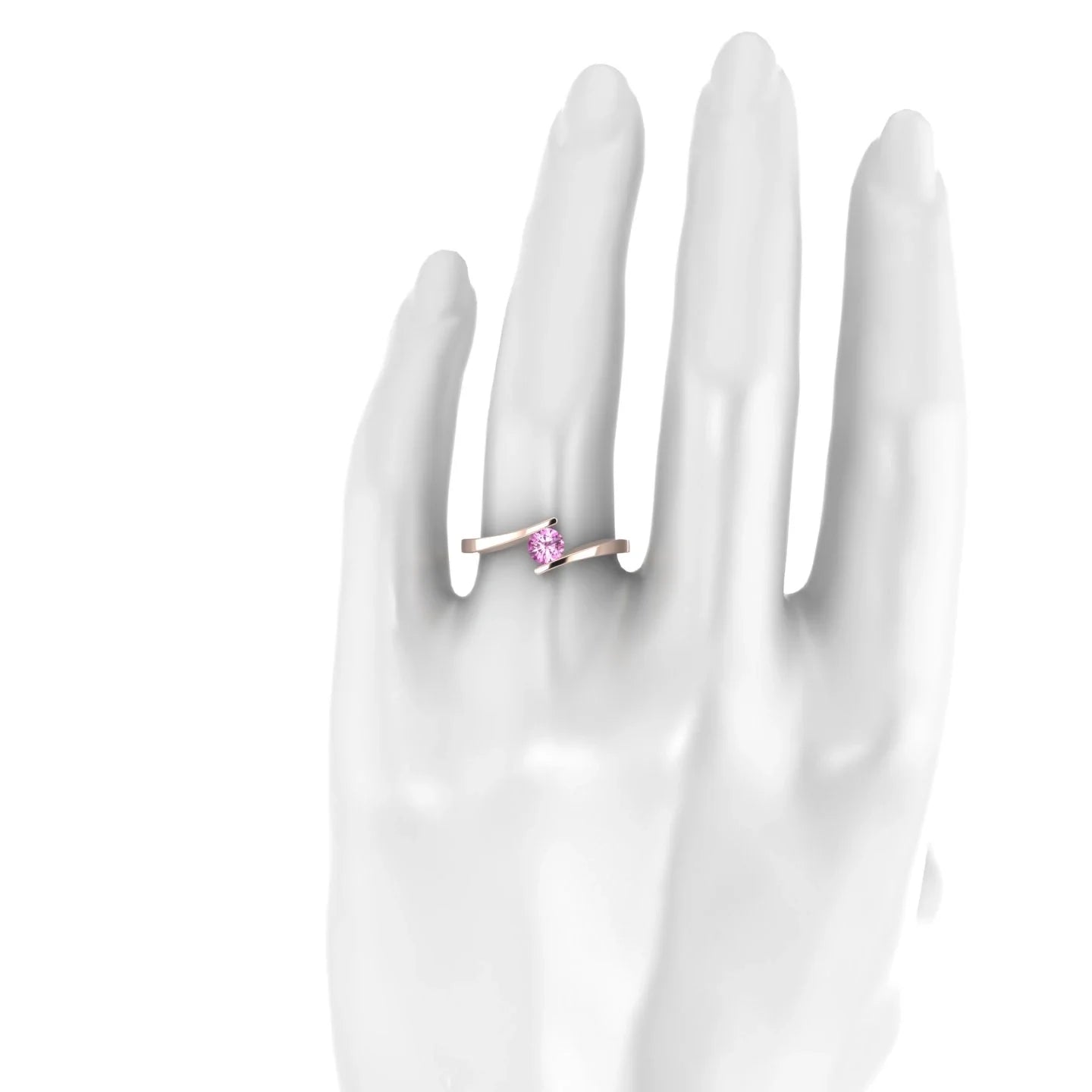 Brim | 18k Rose Gold 4.5 mm Round Pink Sapphire Ring