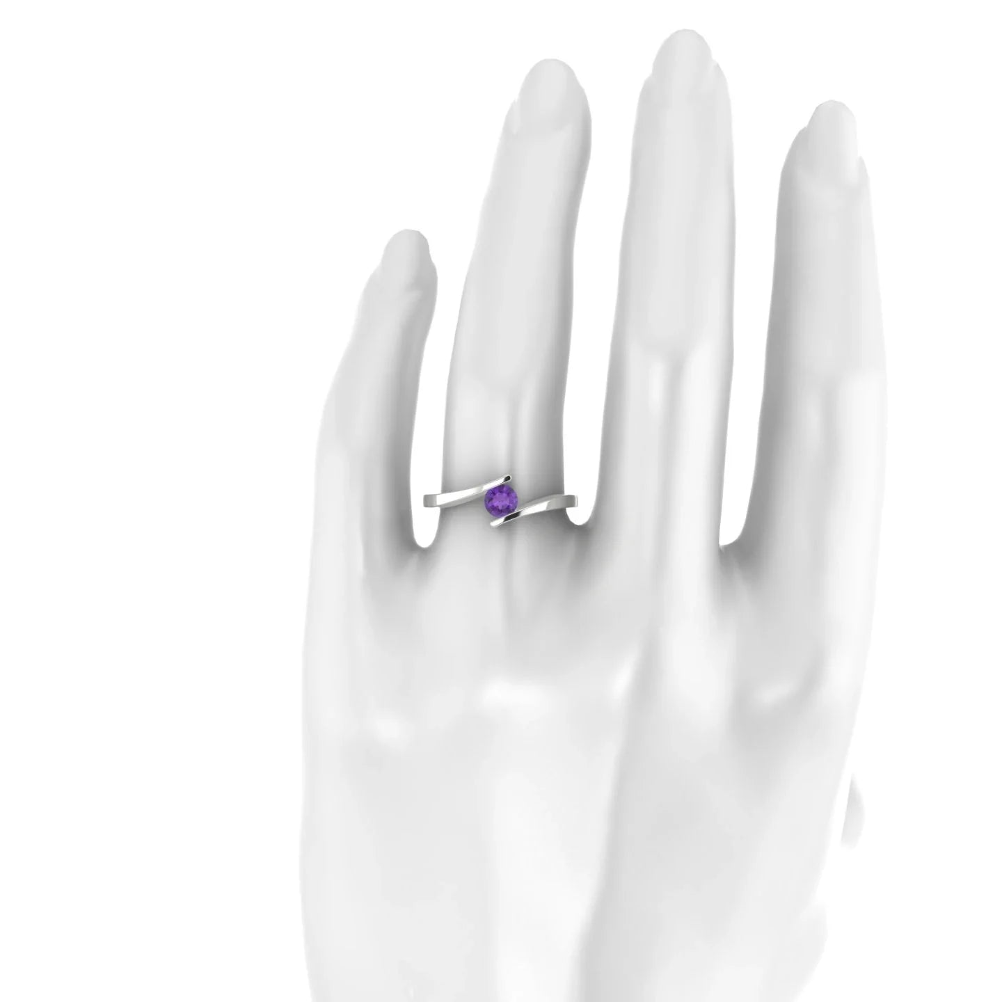 Brim | 18k White Gold 4.5 mm Round Amethyst Ring