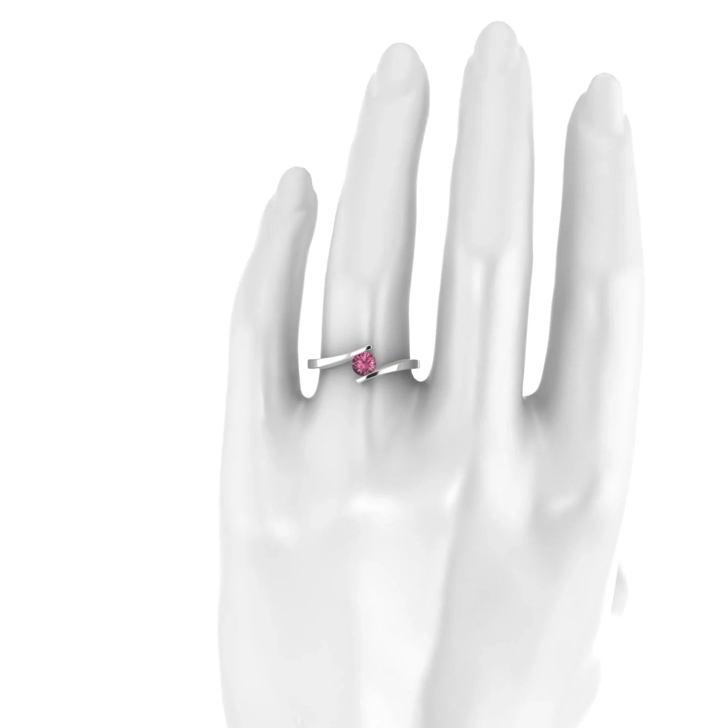 Brim | 18k White Gold 4.5 mm Round Rhodolite Ring