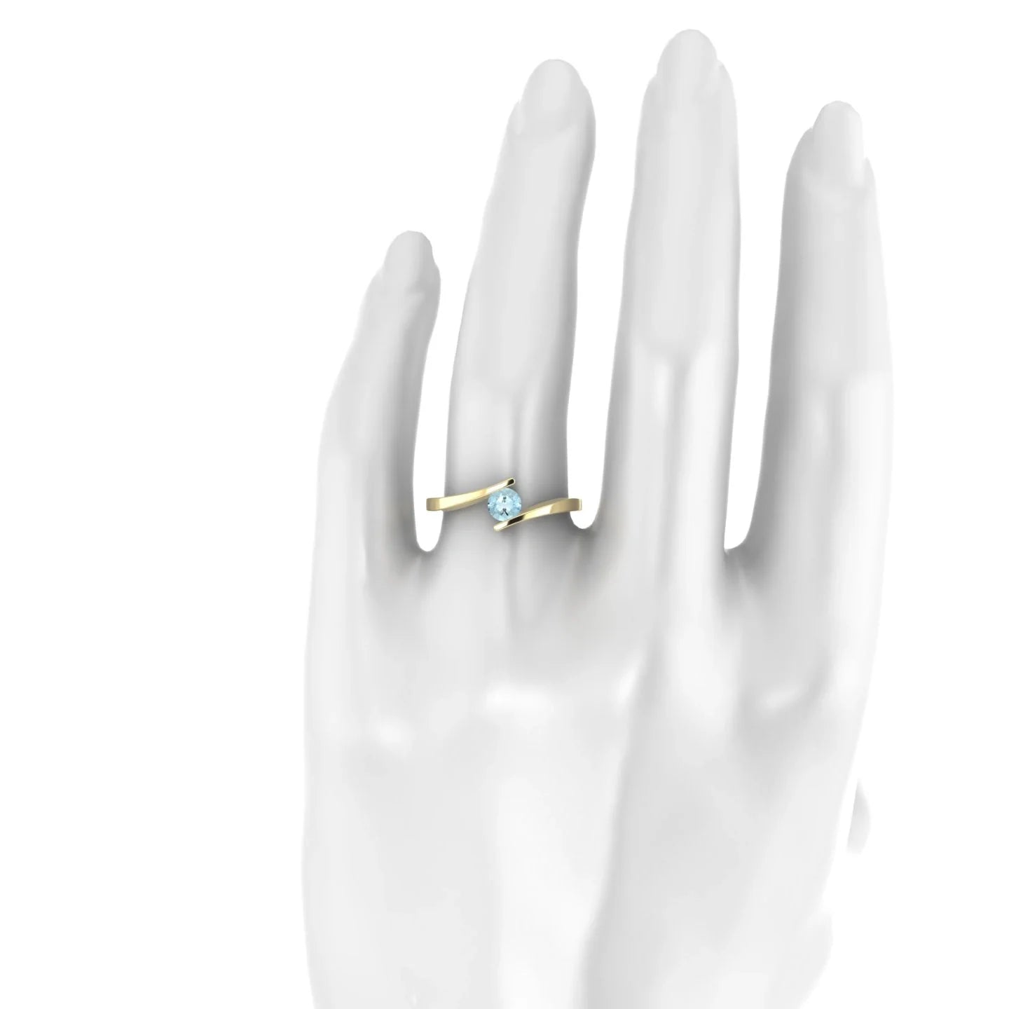 Brim | 18k Yellow Gold 4.5 mm Round Aquamarine Ring