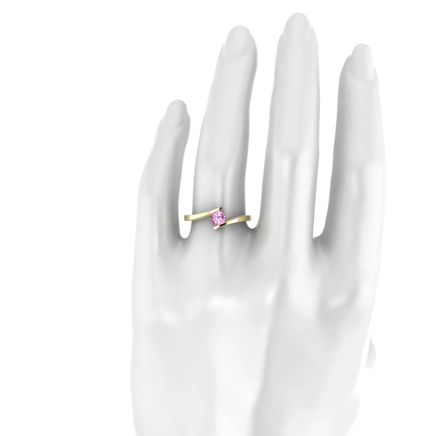 Brim | 18k Yellow Gold 4.5 mm Round Pink Sapphire Ring
