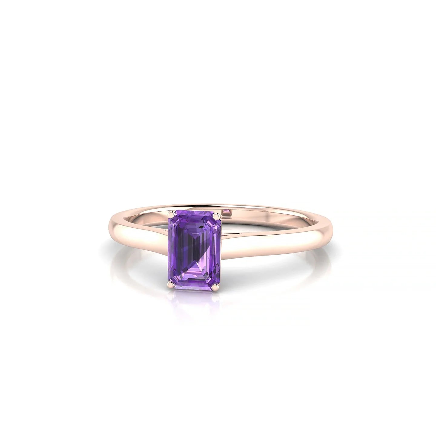 Cathedral | 18k Rose Gold 6 x 4 mm Emerald Amethyst Ring