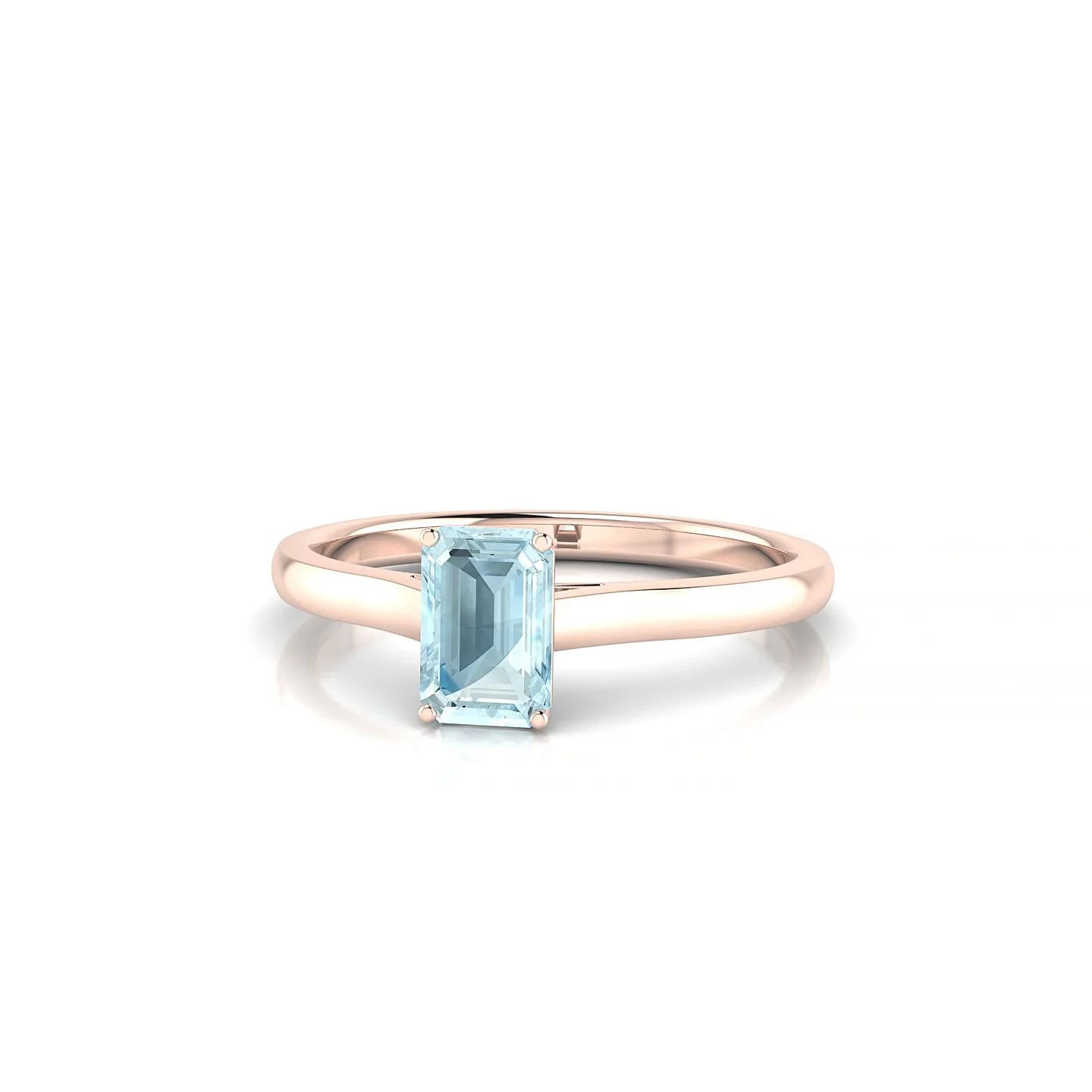 Cathedral | 18k Rose Gold 6 x 4 mm Emerald Aquamarine Ring