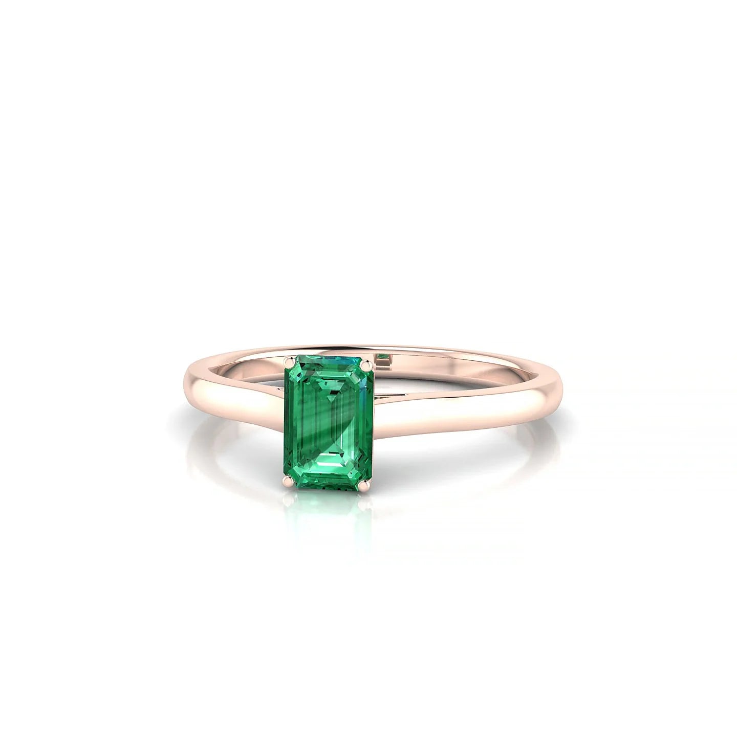Cathedral | 18k Rose Gold 6 x 4 mm Emerald Emerald Ring