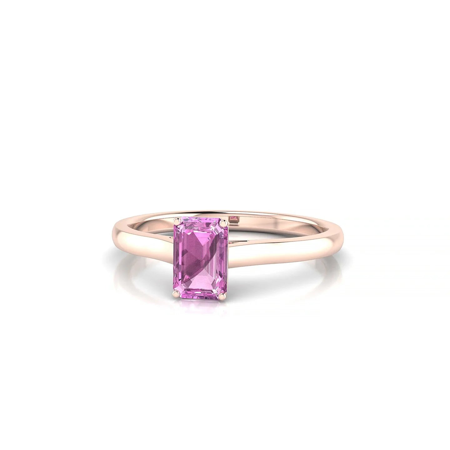 Cathedral | 18k Rose Gold 6 x 4 mm Emerald Pink Sapphire Ring
