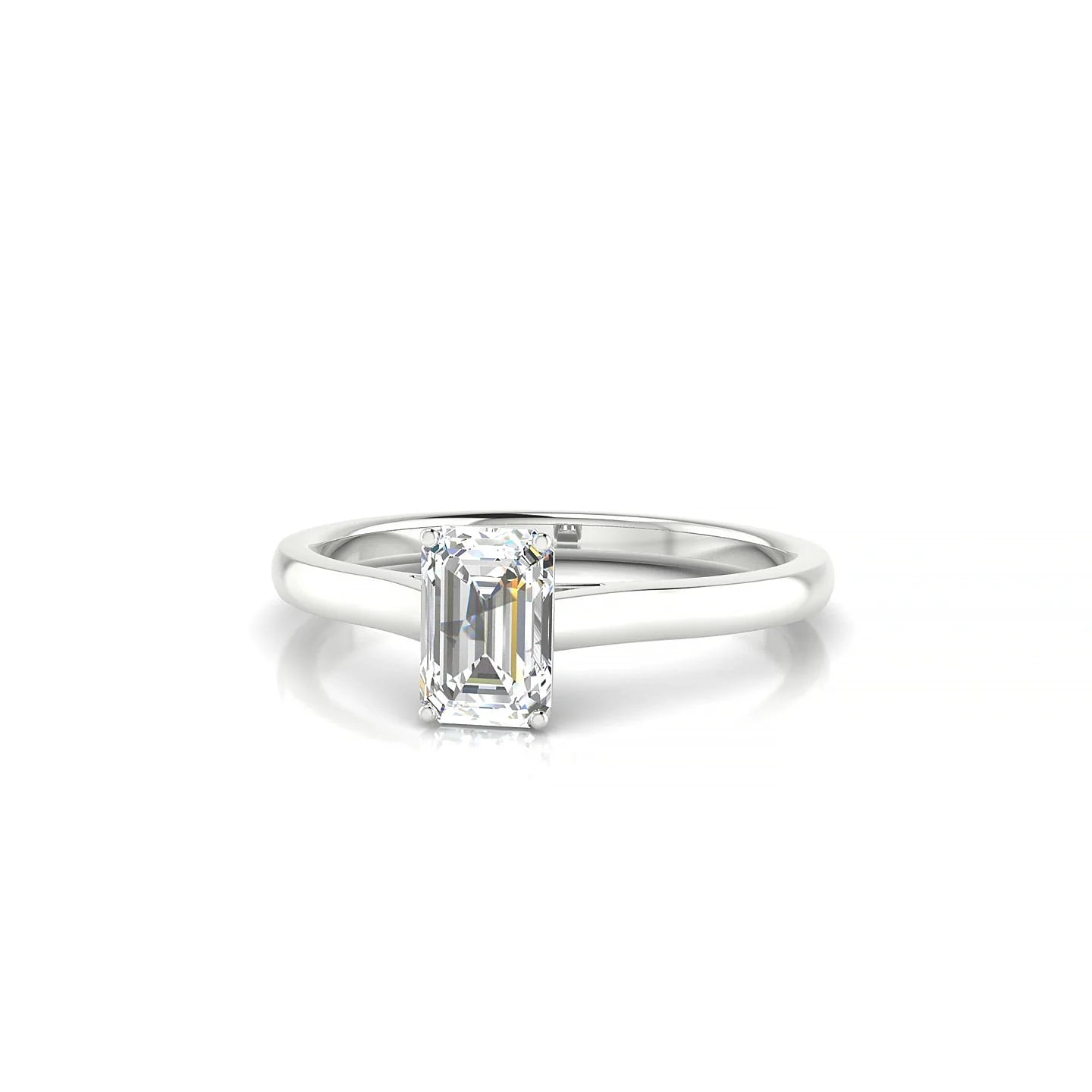 Cathedral | 18k White Gold 6 x 4 mm Emerald Diamond Ring