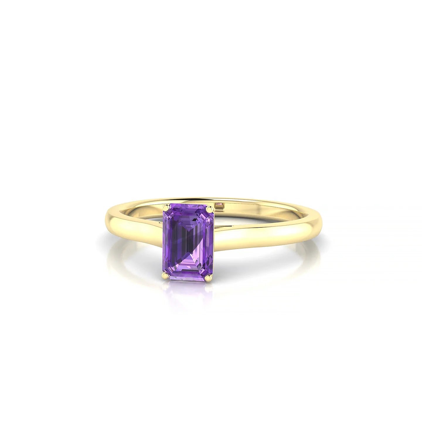 Cathedral | 18k Yellow Gold 6 x 4 mm Emerald Amethyst Ring
