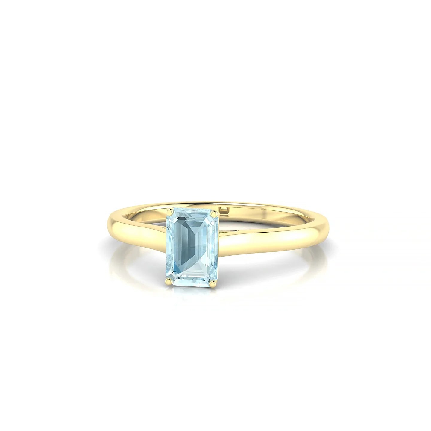 Cathedral | 18k Yellow Gold 6 x 4 mm Emerald Aquamarine Ring