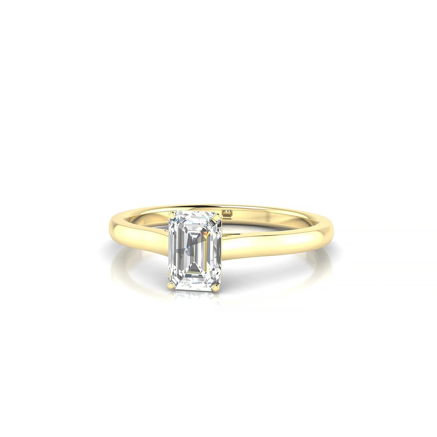 Cathedral | 18k Yellow Gold 6 x 4 mm Emerald Diamond Ring