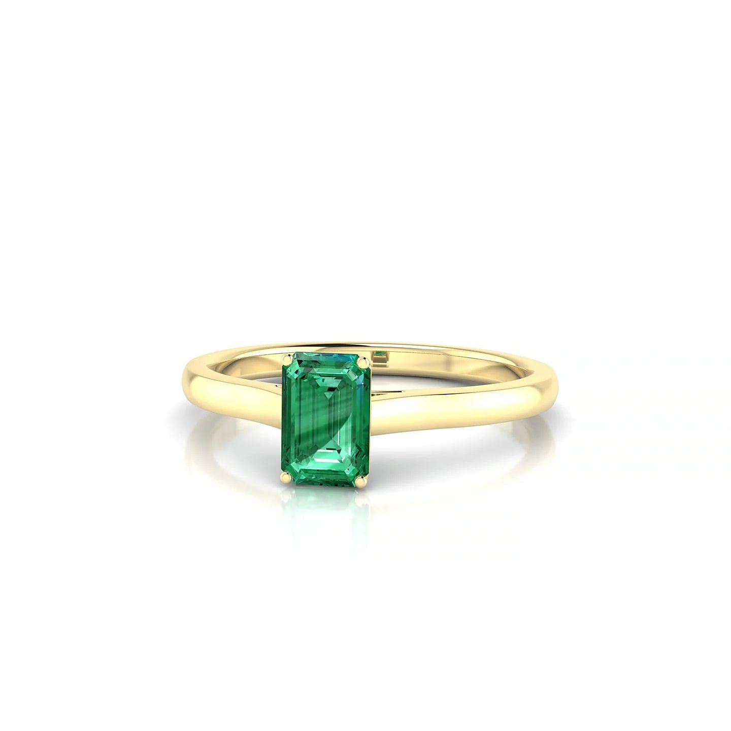 Cathedral | 18k Yellow Gold 6 x 4 mm Emerald Emerald Ring
