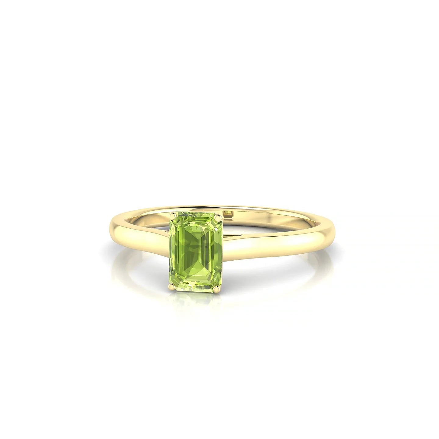 Cathedral | 18k Yellow Gold 6 x 4 mm Emerald Peridot Ring