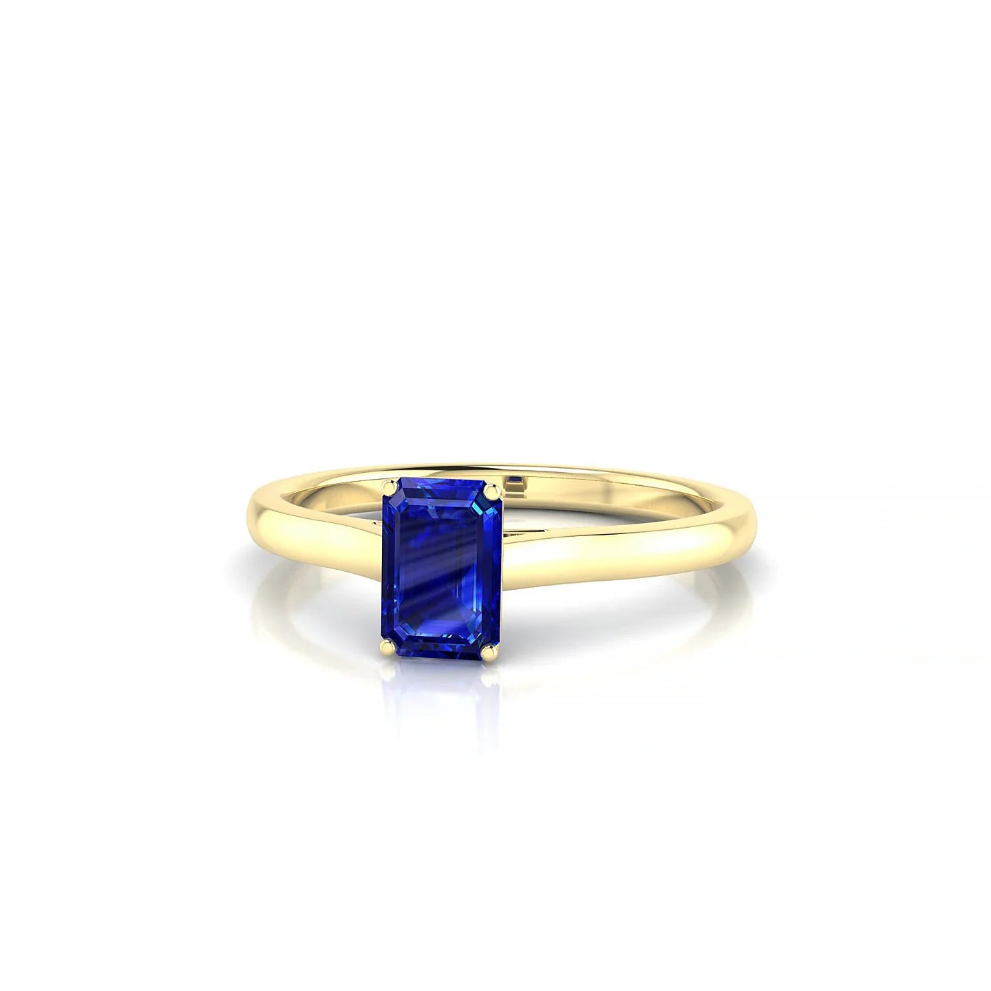 Cathedral | 18k Yellow Gold 6 x 4 mm Emerald Sapphire Ring