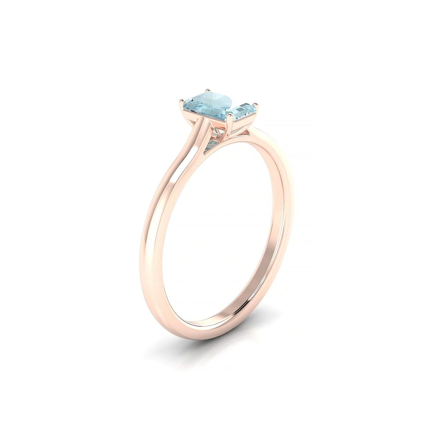 Cathedral | 18k Rose Gold 6 x 4 mm Emerald Aquamarine Ring