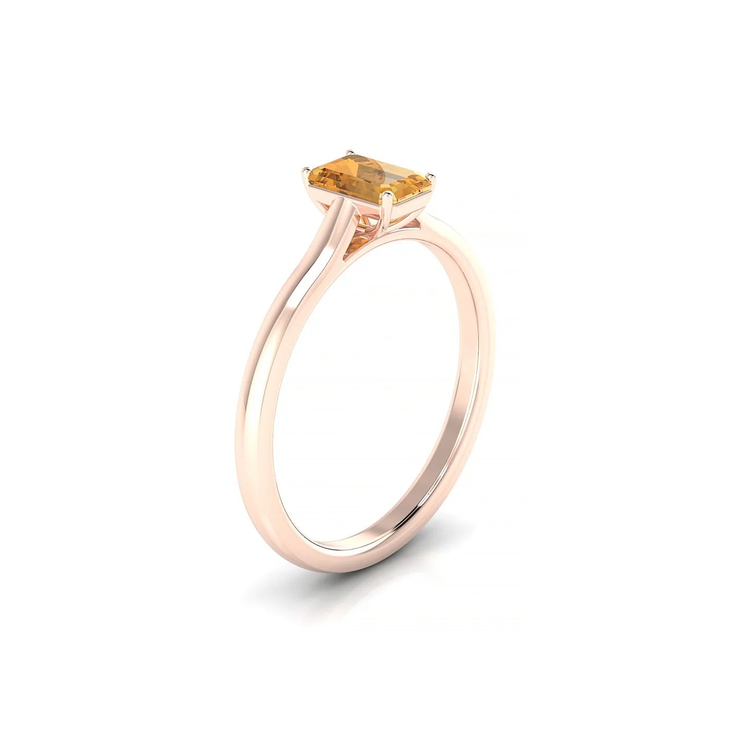 Cathedral | 18k Rose Gold 6 x 4 mm Emerald Citrine Ring