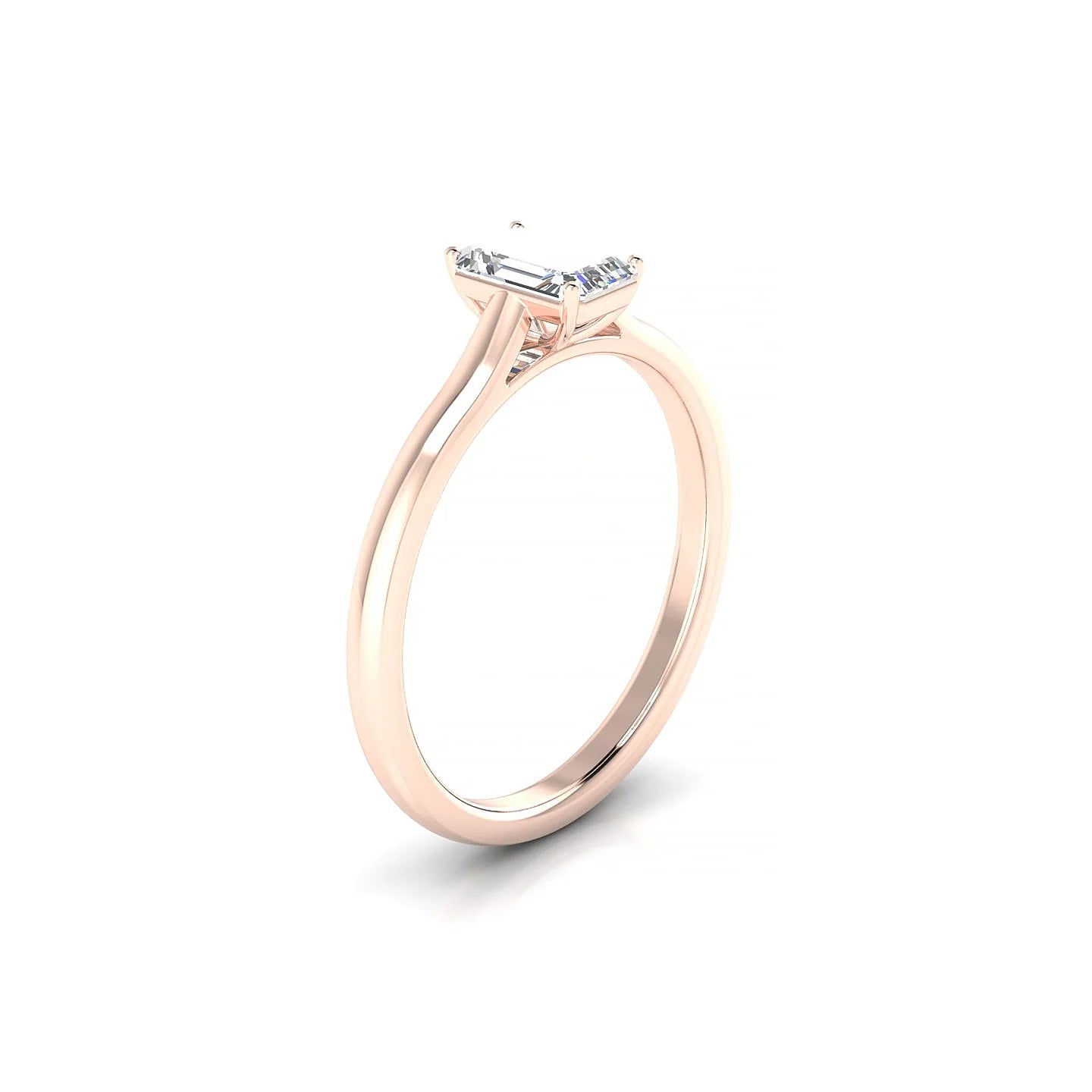 Cathedral | 18k Rose Gold 6 x 4 mm Emerald Diamond Ring