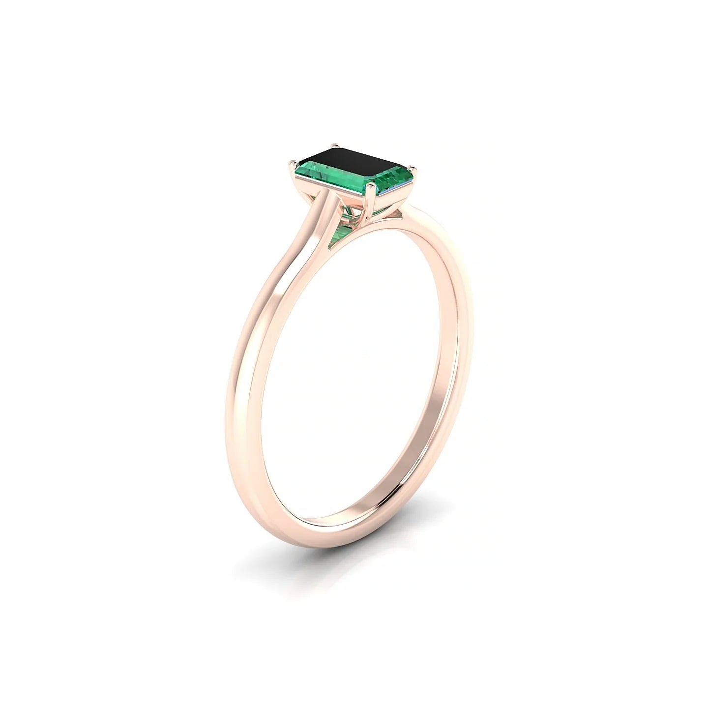 Cathedral | 18k Rose Gold 6 x 4 mm Emerald Emerald Ring