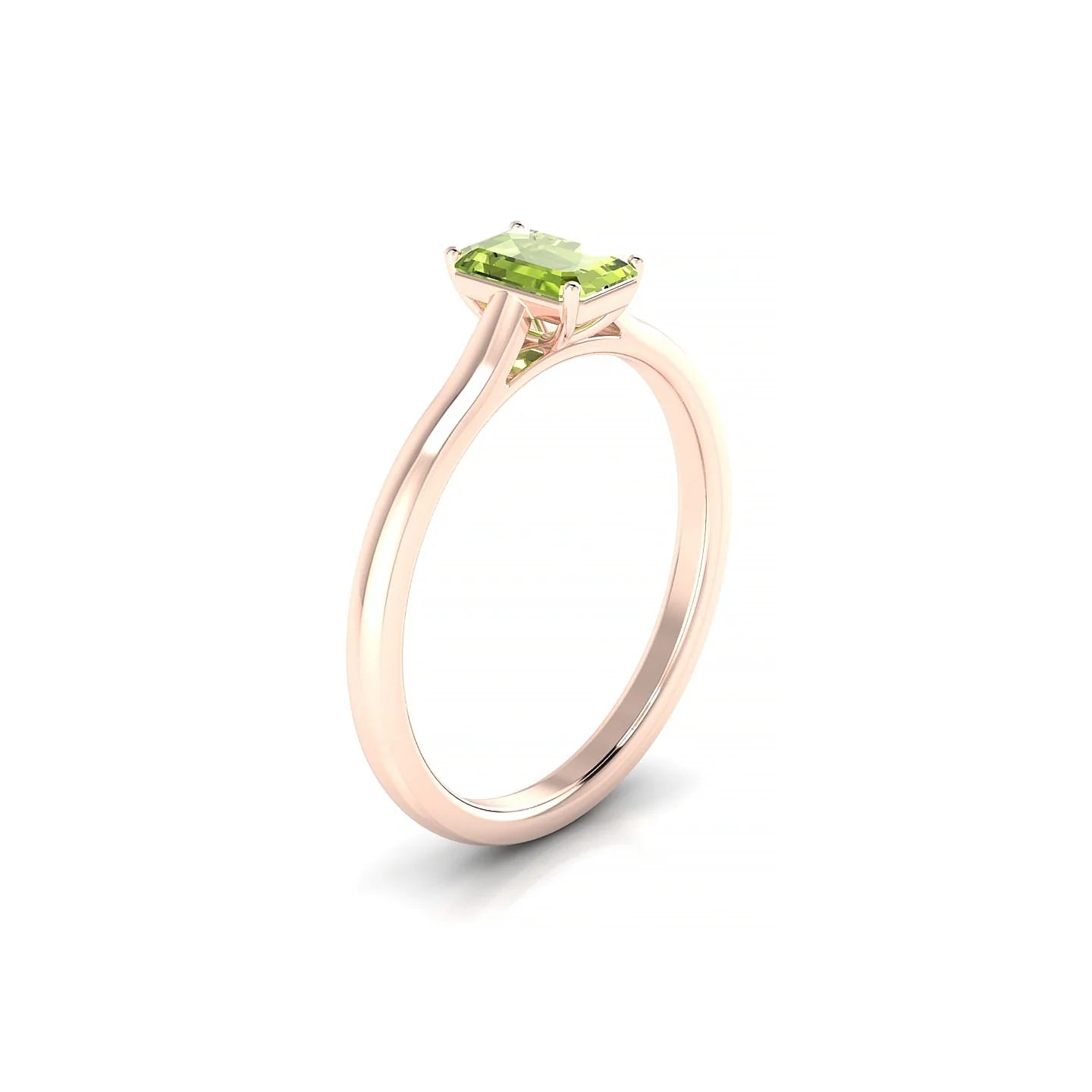 Cathedral | 18k Rose Gold 6 x 4 mm Emerald Peridot Ring