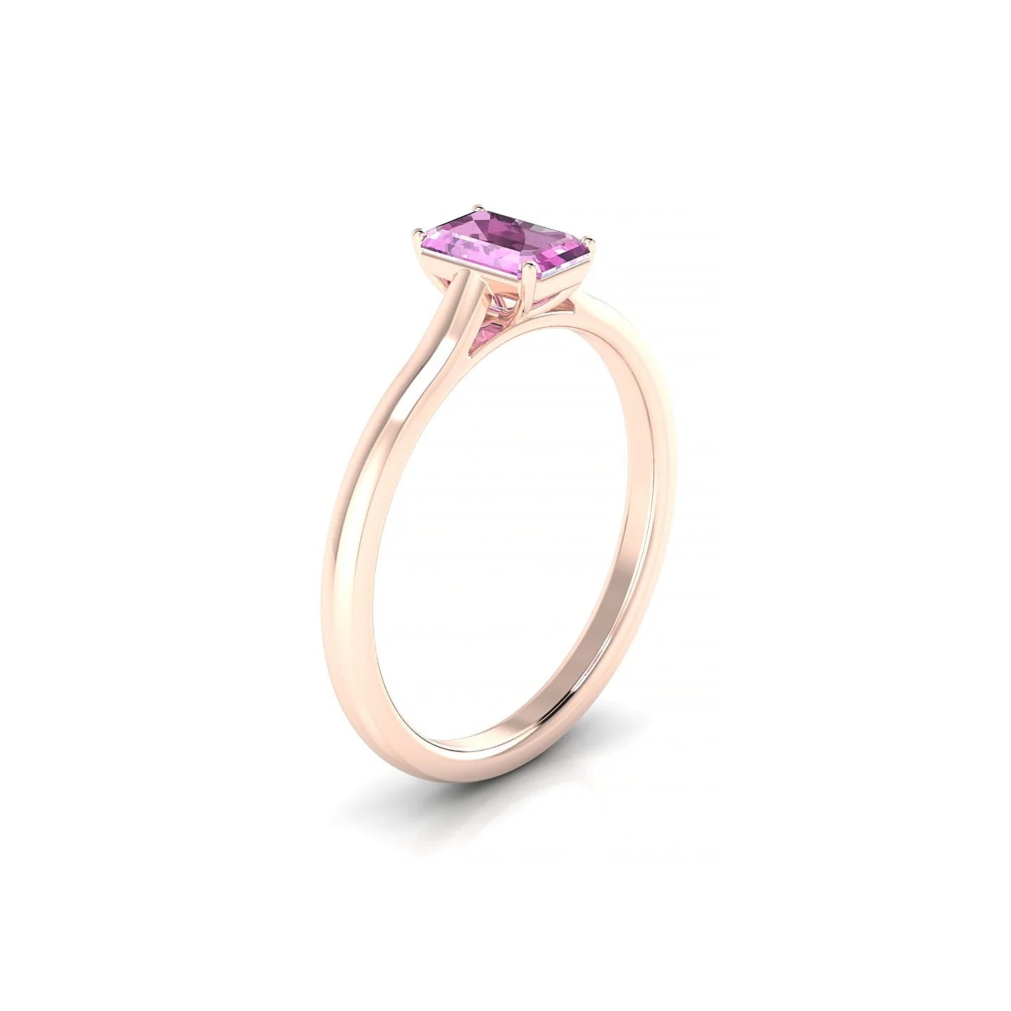 Cathedral | 18k Rose Gold 6 x 4 mm Emerald Pink Sapphire Ring